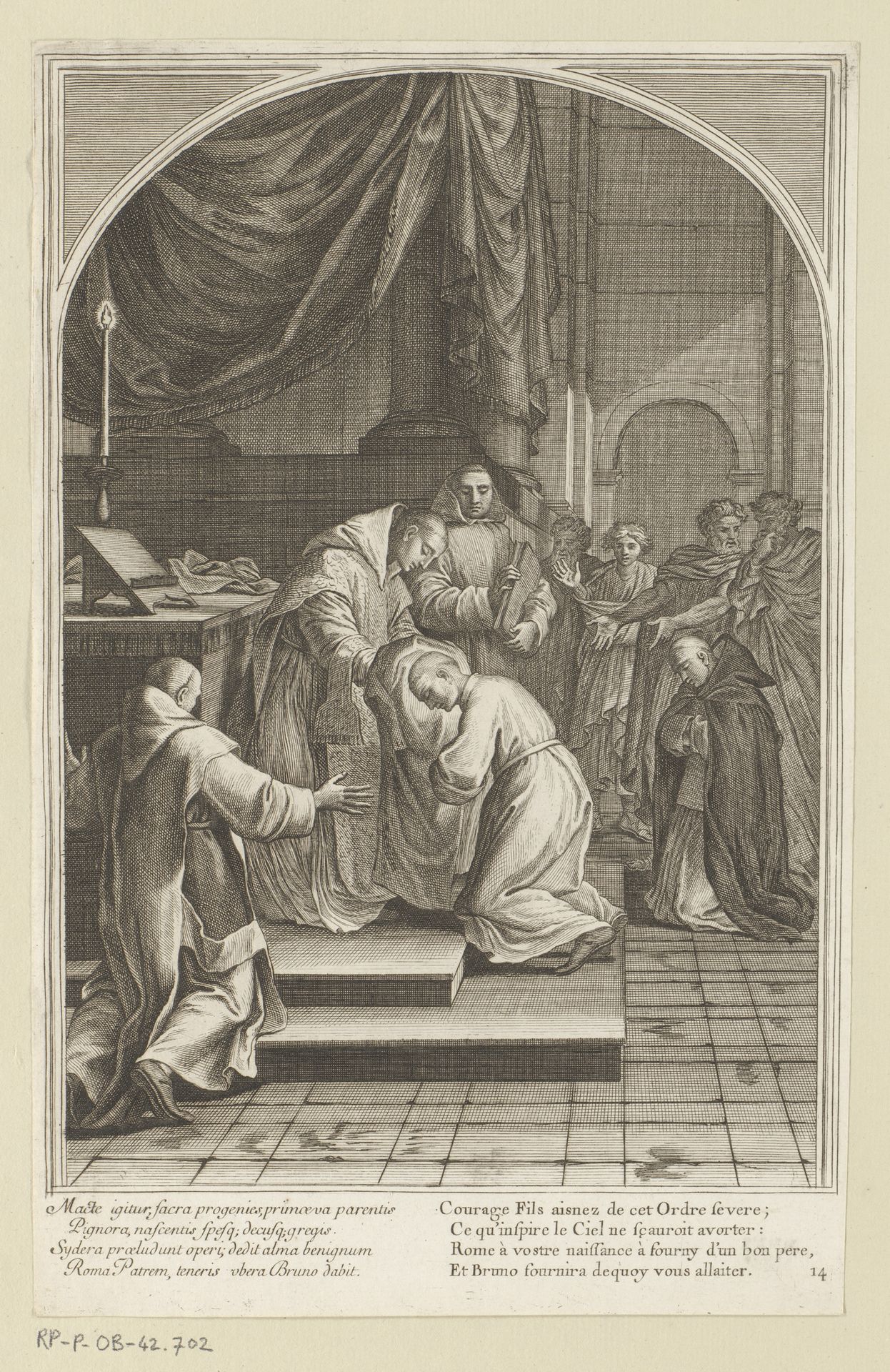 Heilige Bruno verstrekt het habijt van de orde by François Chauveau
