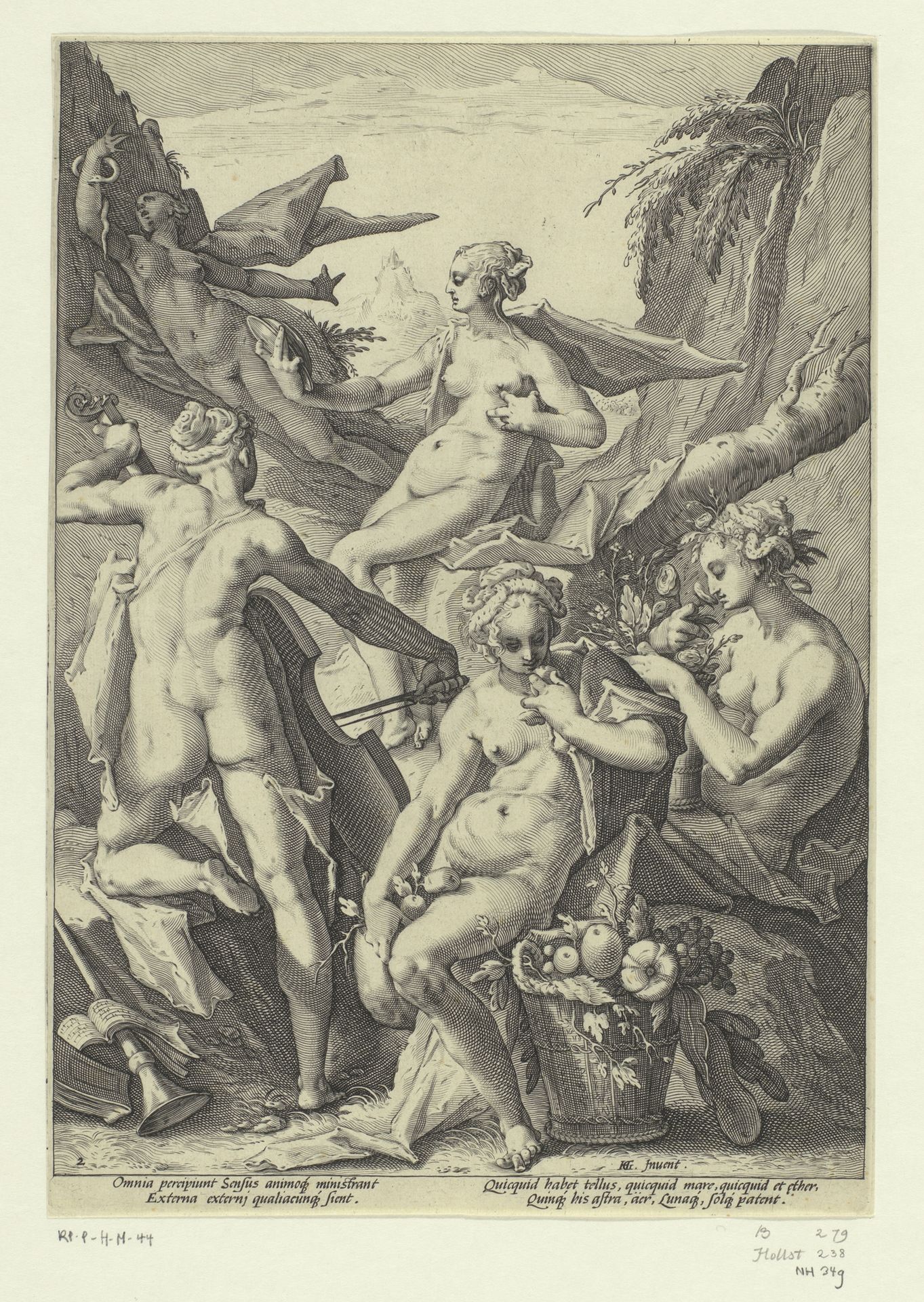 De vijf zintuigen by Jacob Matham