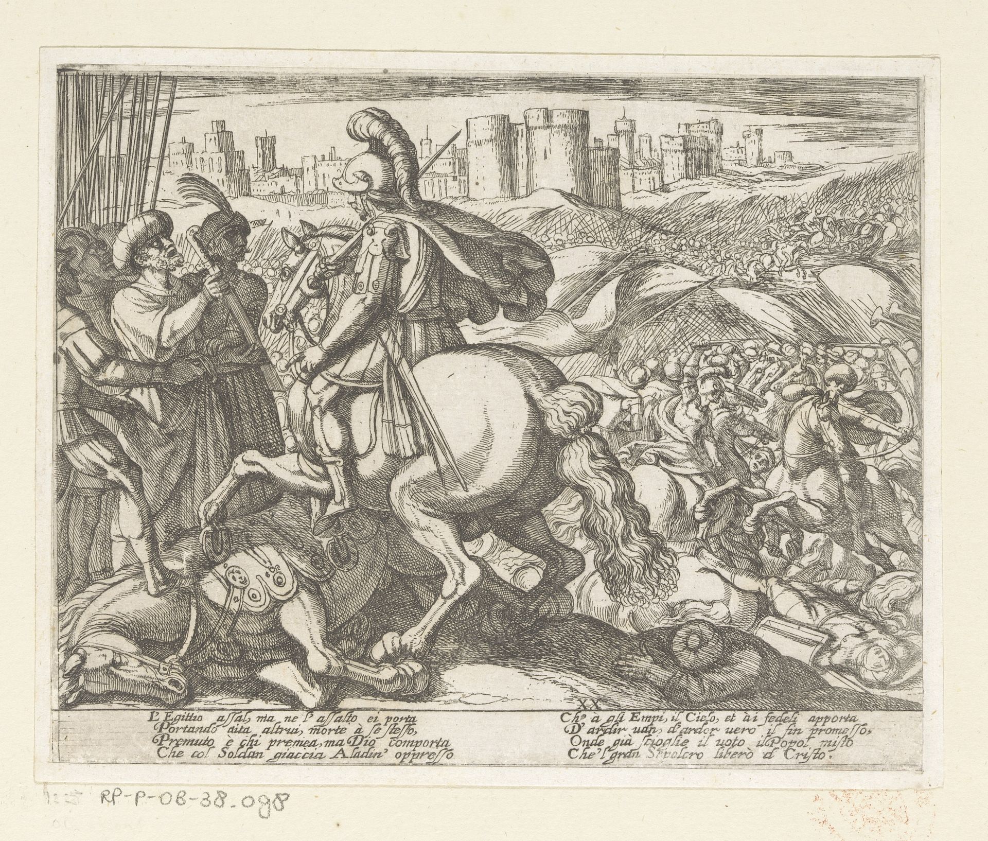 Illustratie bij Canto XX van Tasso's 'Gerusalemme Liberata' by Antonio Tempesta