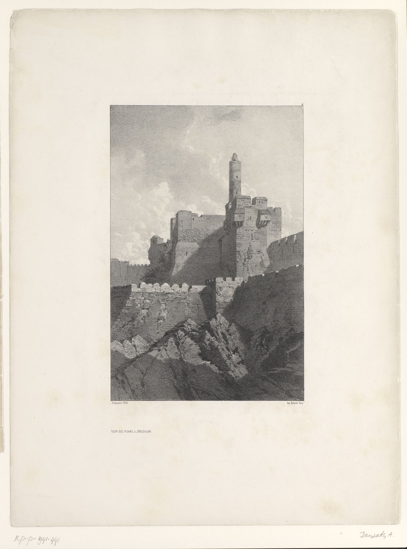 Zicht op de Phasaël-toren in Jeruzalem by Adrien Dauzats