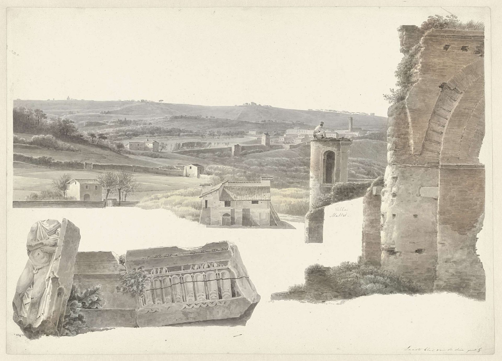 View from the Villa Mattei (now Villa Celimontana) in Rome by Josephus Augustus Knip
