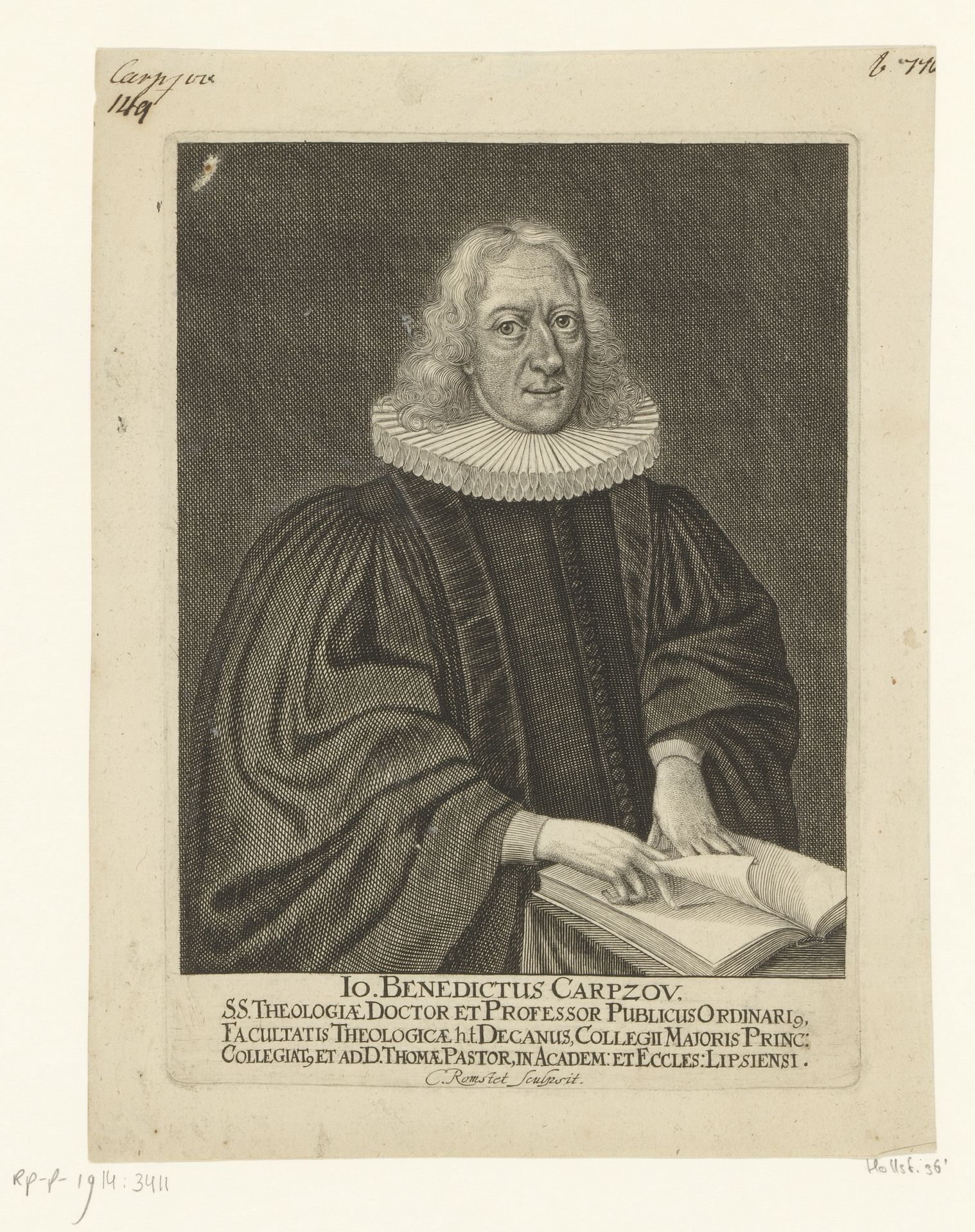 Portret van Johann Benedikt Carpzov by Christian Romstet