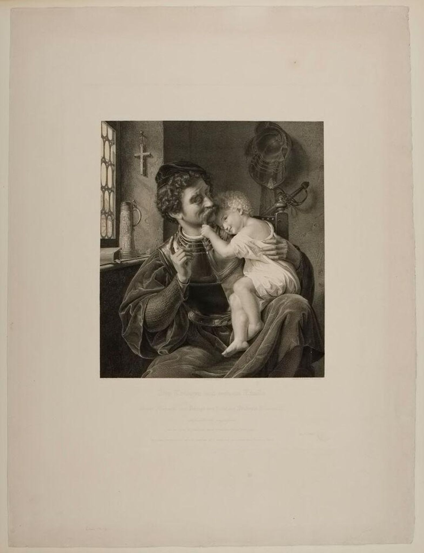 The Warrior with His Child by Johann August Eduard Mandel