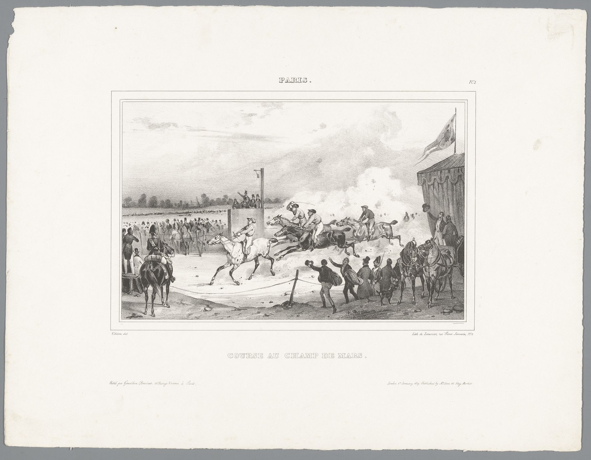 Paardenrennen op de Champs-de-Mars by Victor Adam