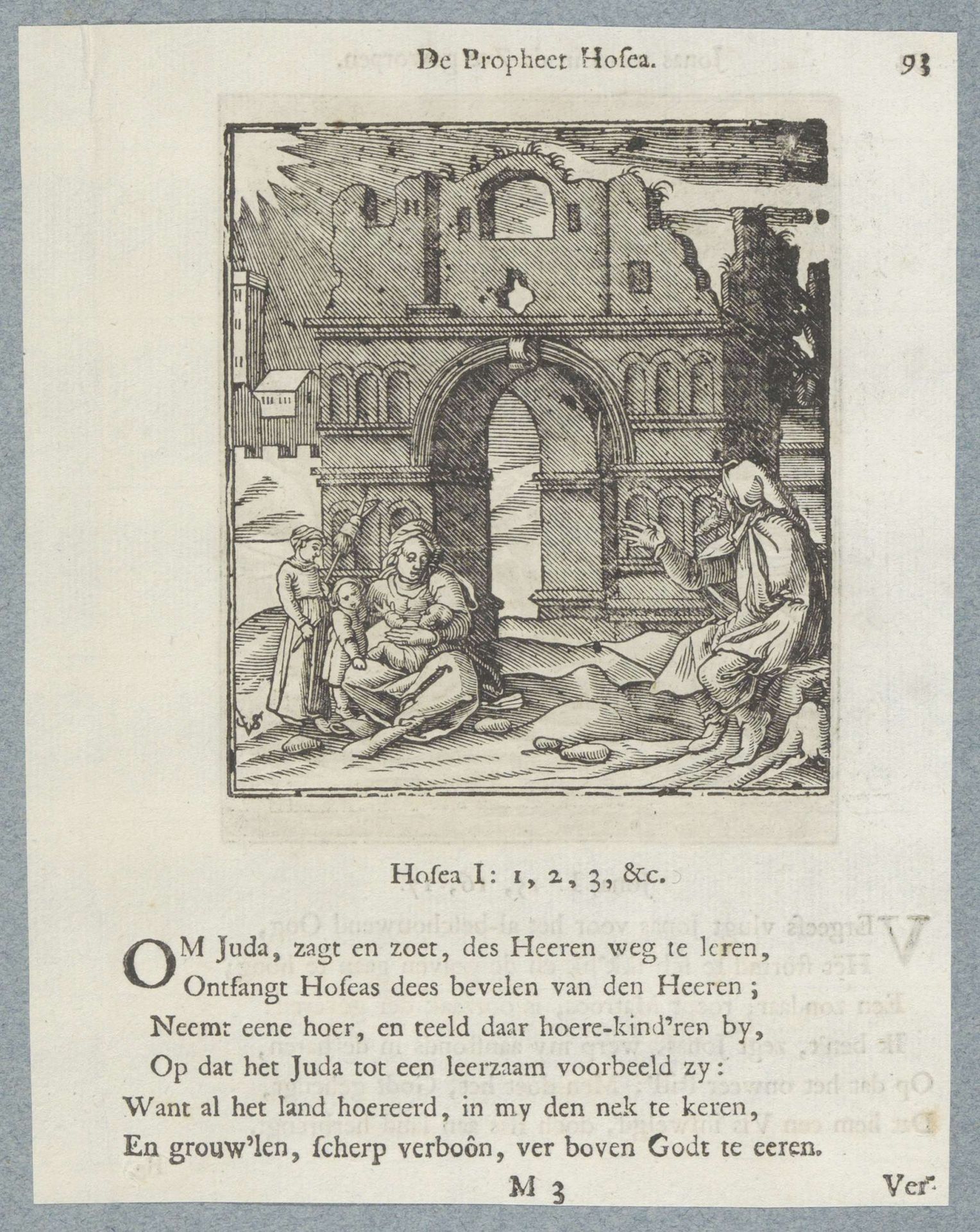 Hosea met zijn vrouw en drie kinderen by Christoffel van (II) Sichem