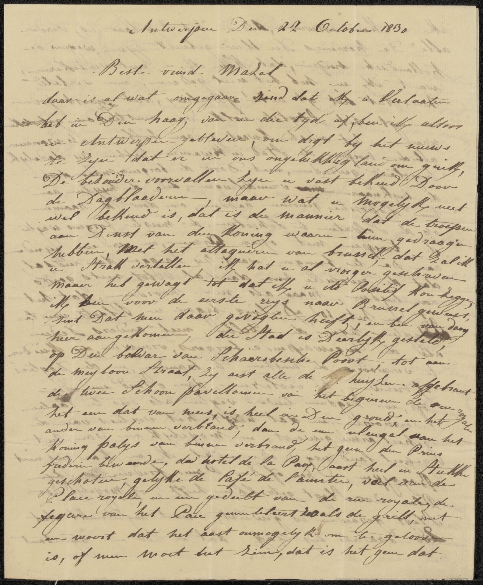 Brief aan Jean Zacharie Mazel by Jacob Joseph Eeckhout