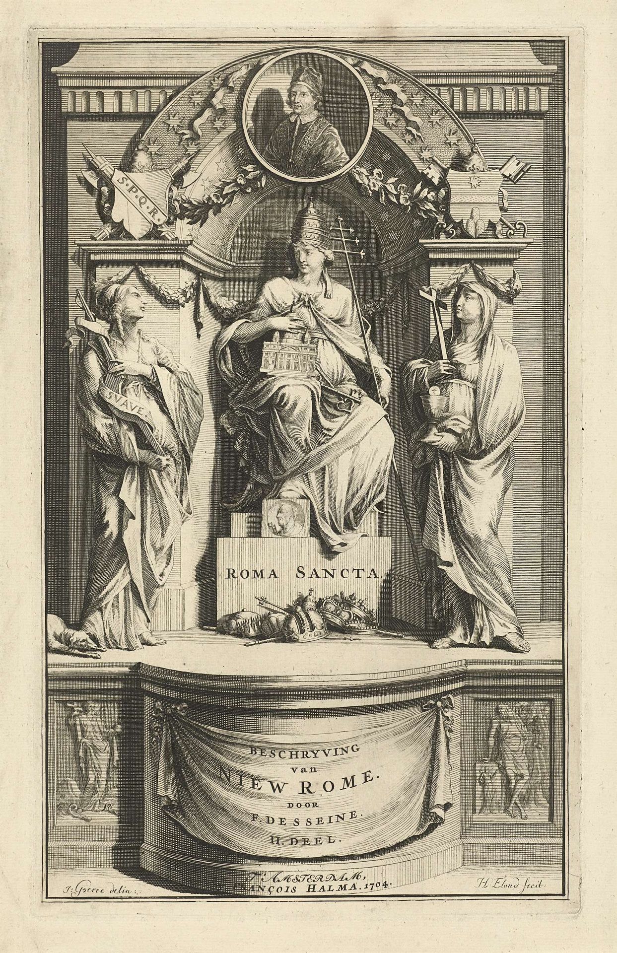 Titelpagina voor Nieuw Rome, van F. Desseine, Amsterdam, 1704 by Hendrik Elandt