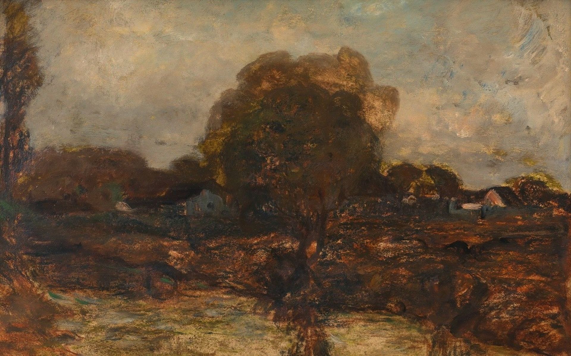 Flusslandschaft mit Dorf by Adolf Hölzel