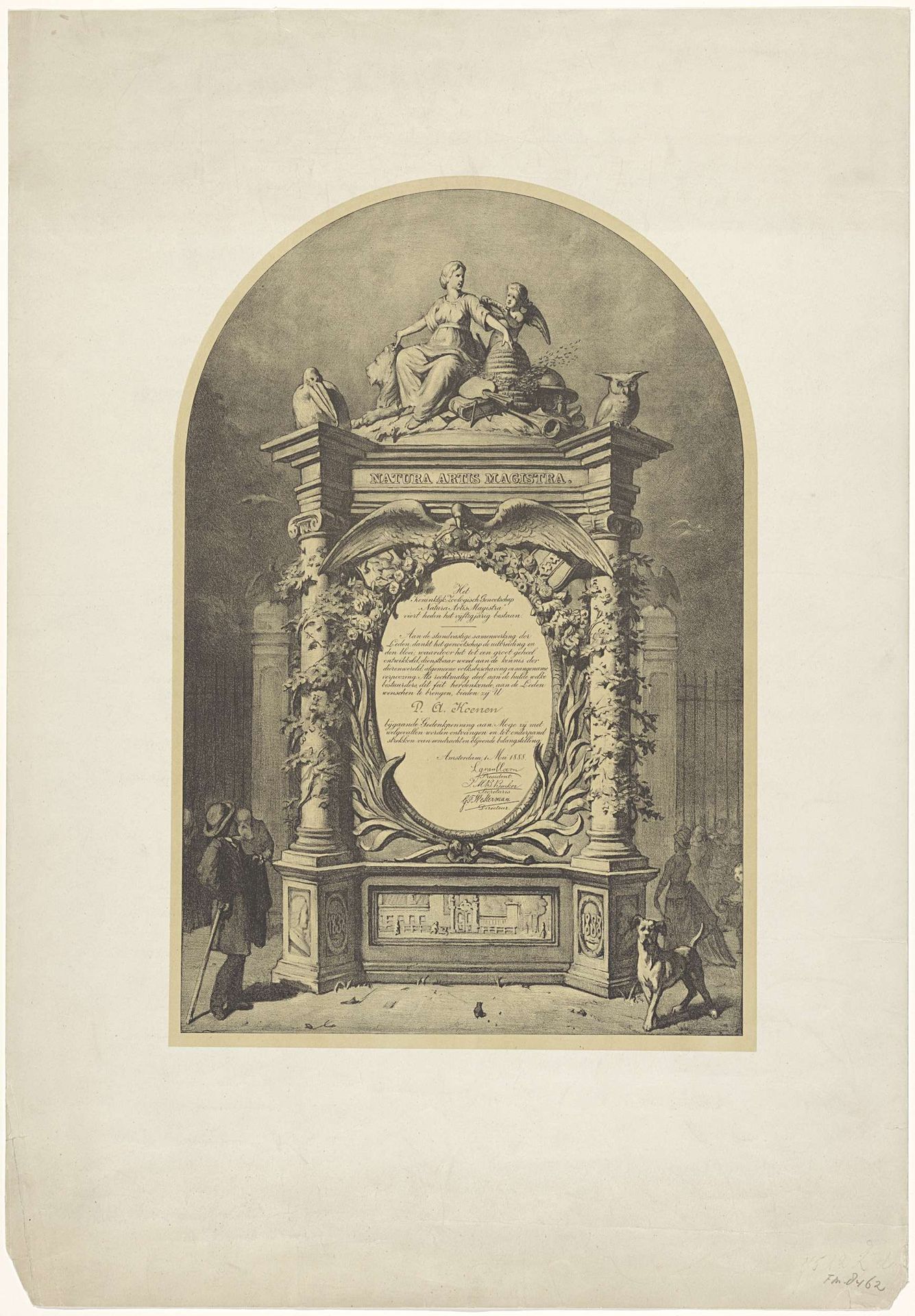 Diploma behorende bij de gedenkpenning bij het vijftigjarig bestaan van Natura Artis Magistra, 1888 by Anonymous