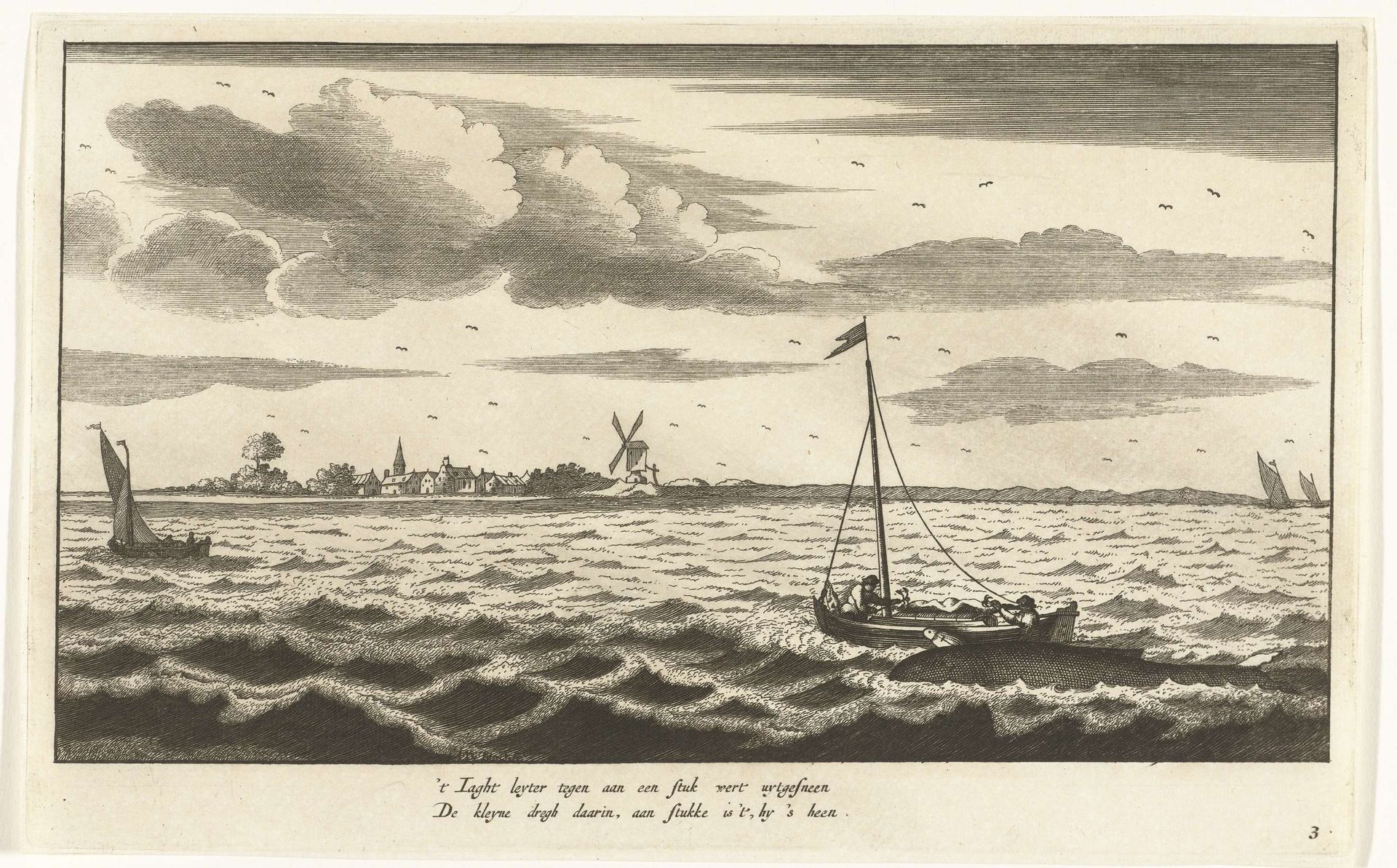 De walvis wordt gevangen, 1682 by Abraham de Blois