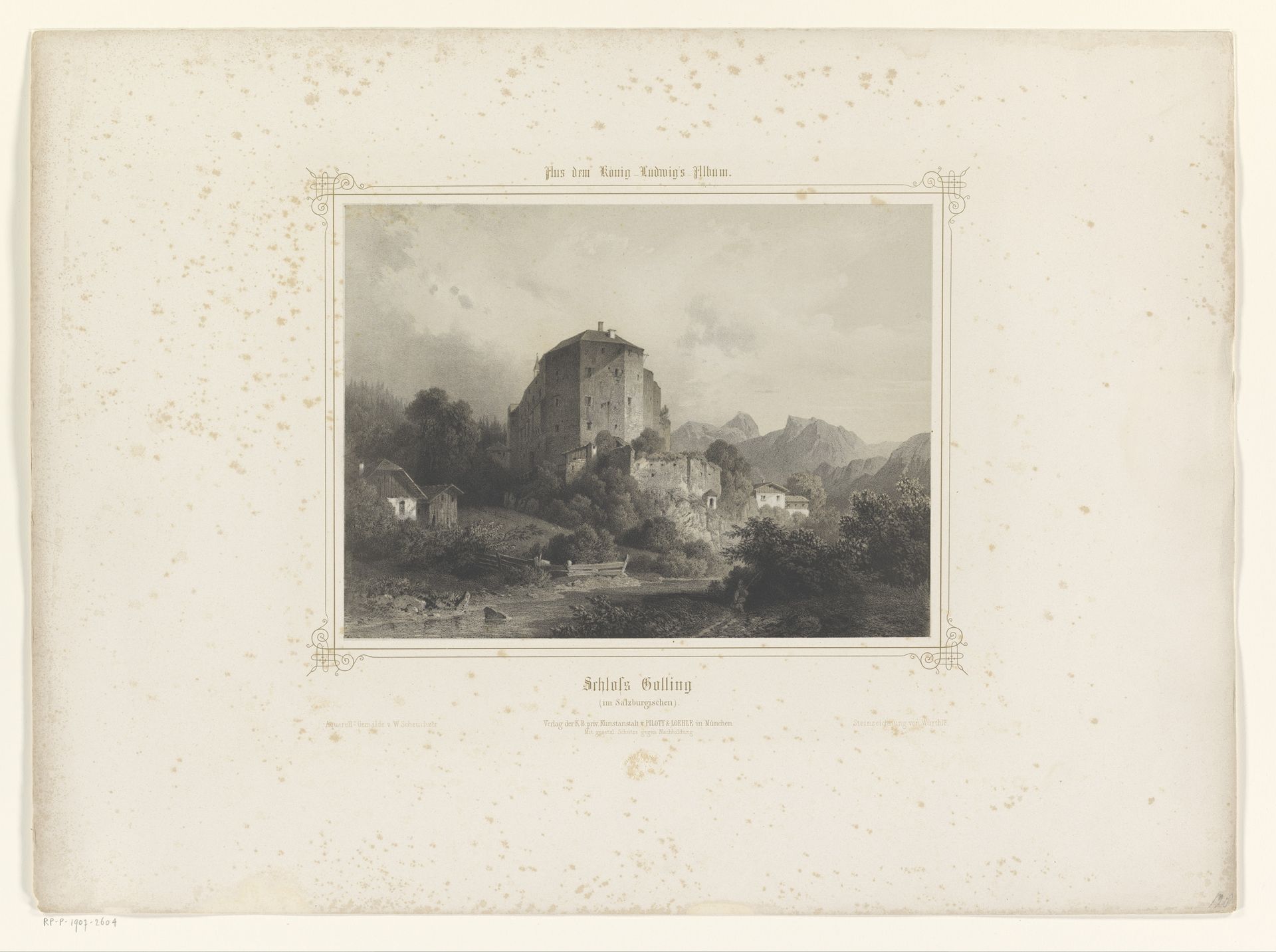 Gezicht op burg Golling by Carl Friedrich Würthle