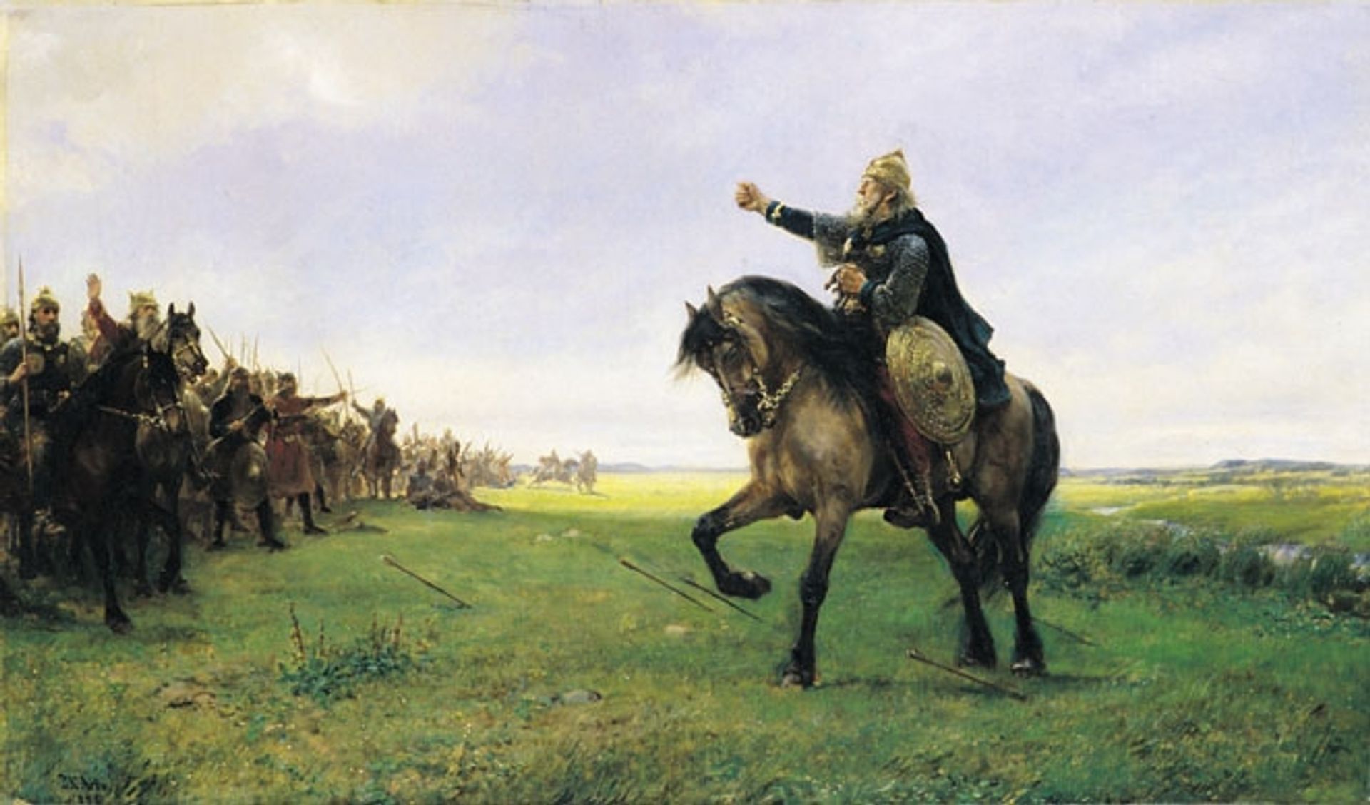Gizur challenges the Huns by Peter Nicolai Arbo