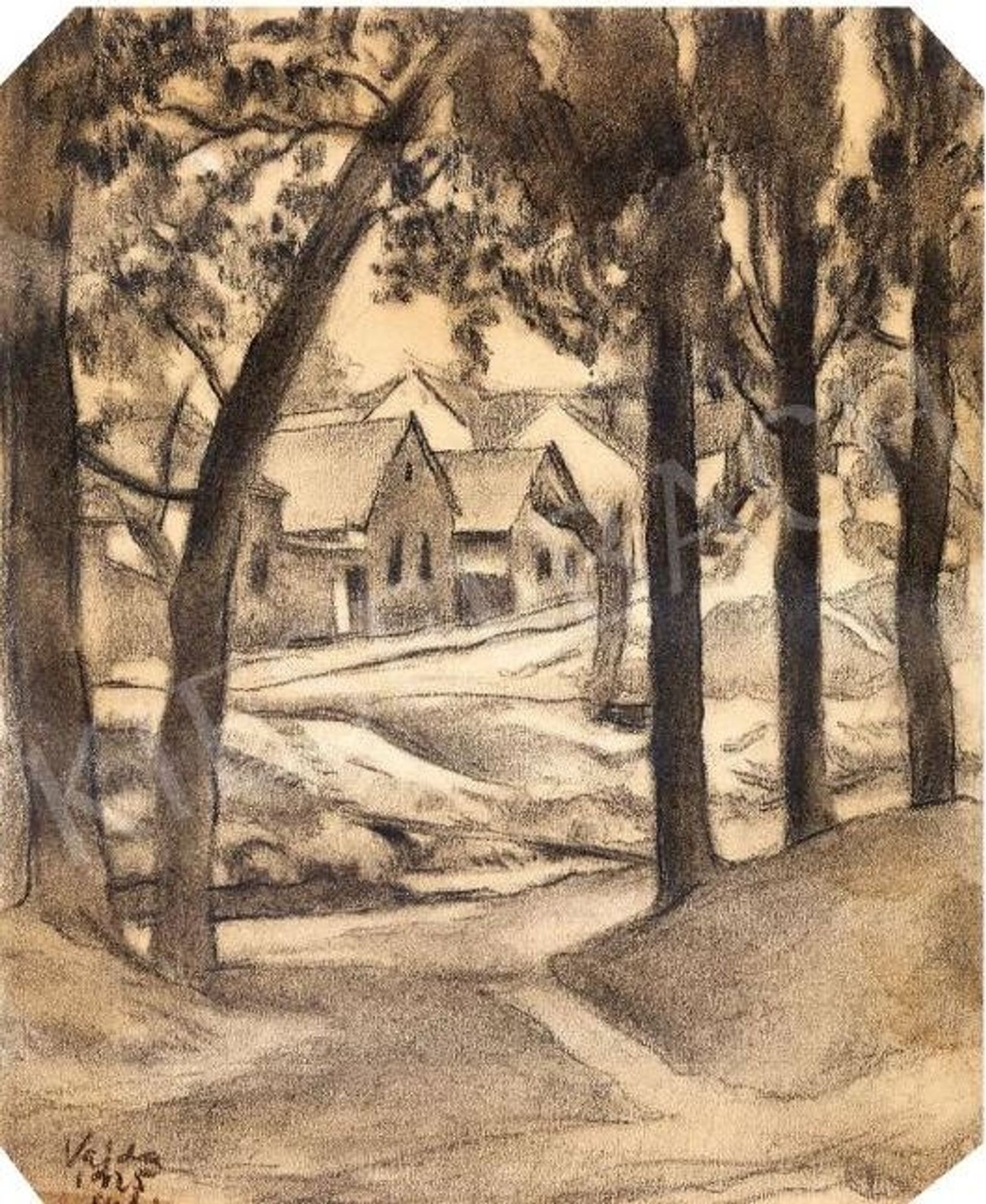 Vajda Lajos, Házsor Fák Között 1925 by Vajda Lajos