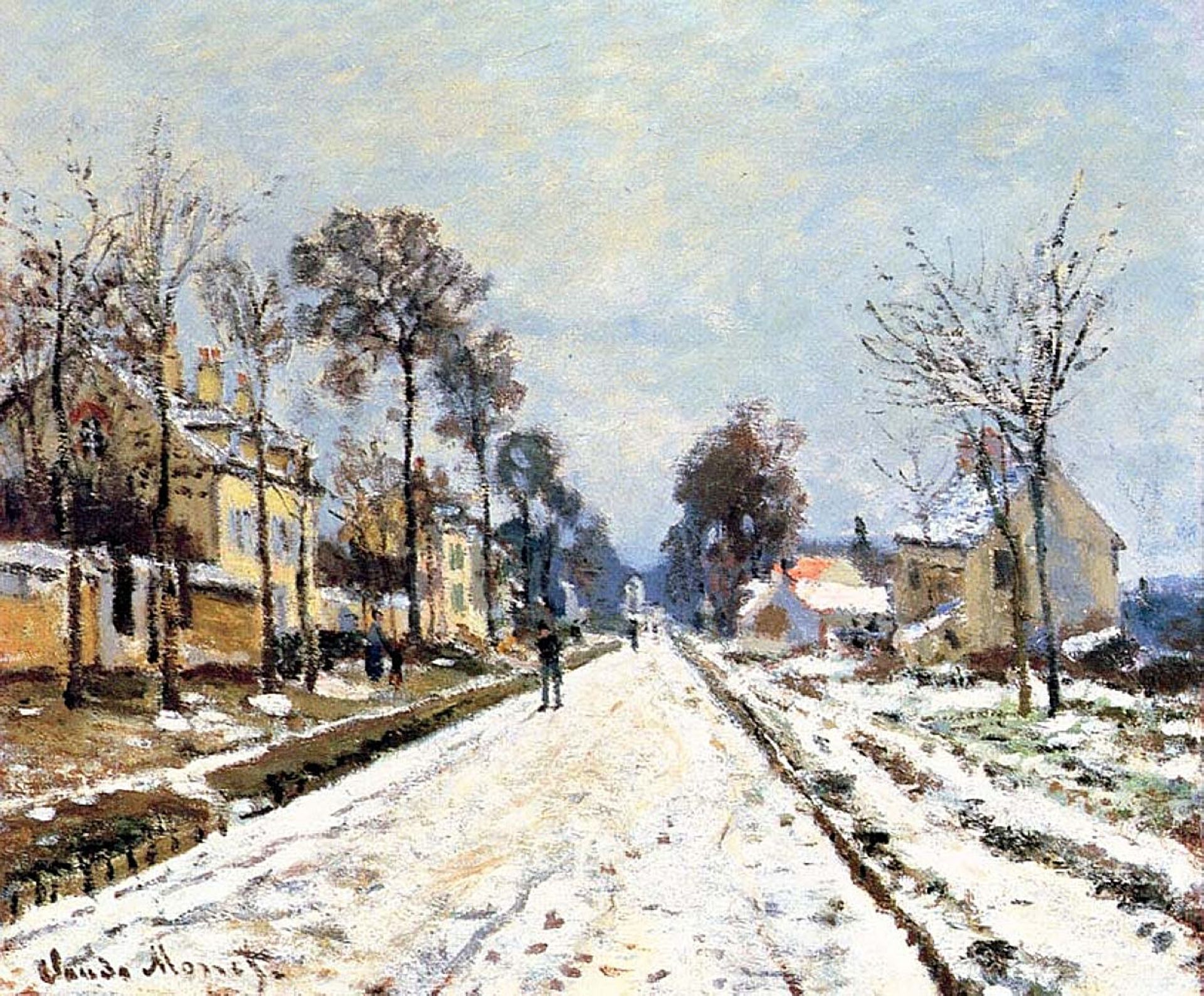 Snow Effect, The Road to Louveciennes by Claude Monet