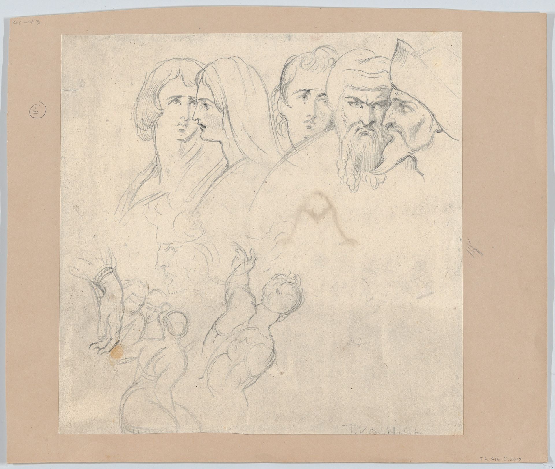 A Group of Five Heads and Further Studies by Theodor Richard Edward von Holst