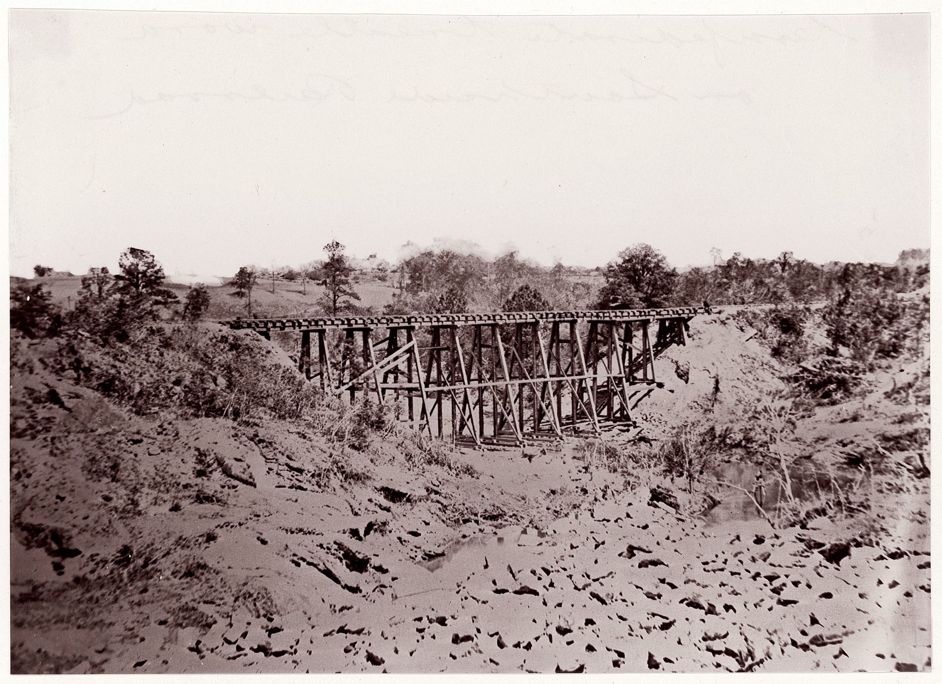 [Confederate Trestle Work on Southside Railroad, Virginia] by Andrew Joseph Russell