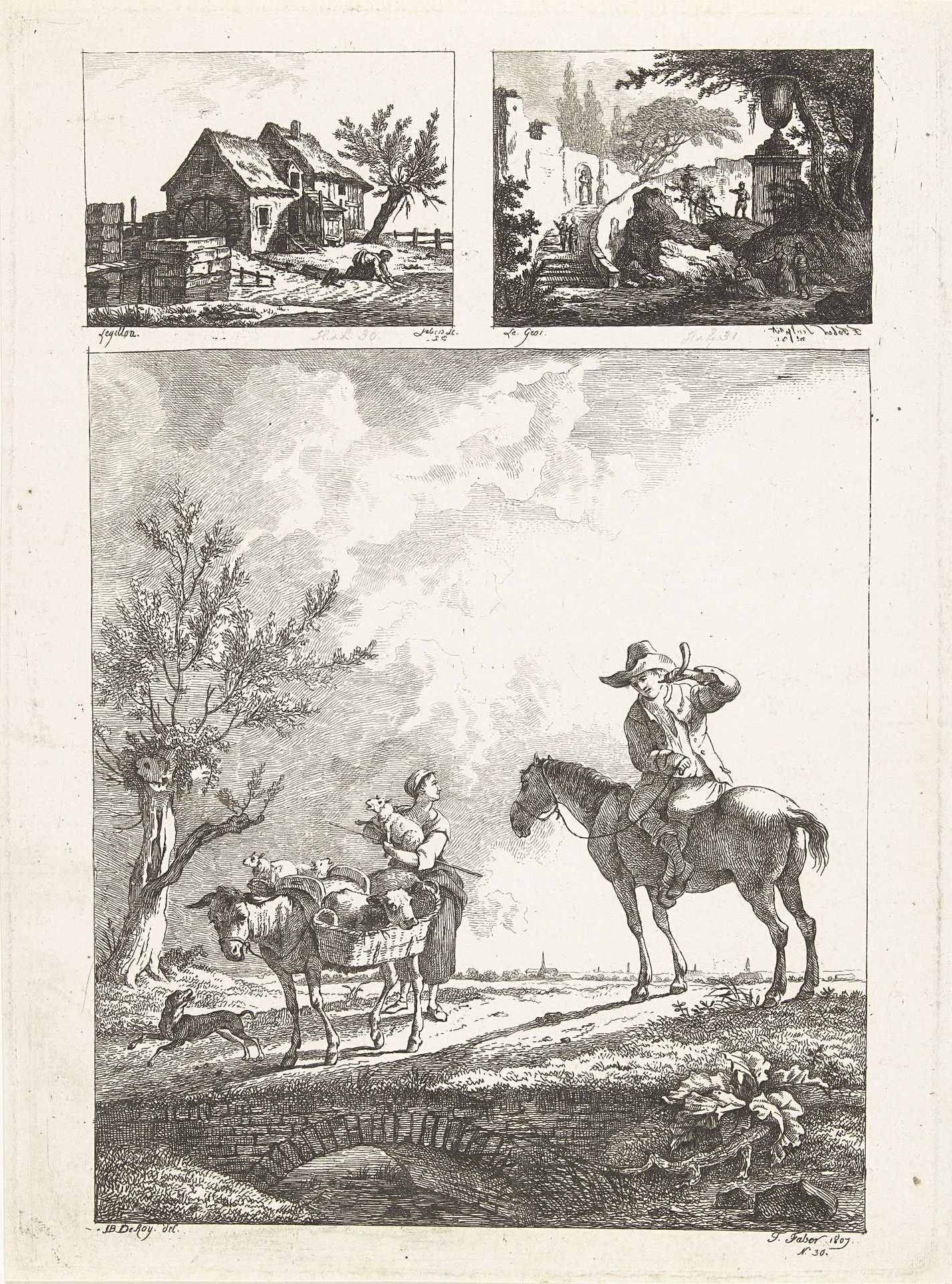 Watermolen, ruïne en herderin by Frédéric Théodore Faber