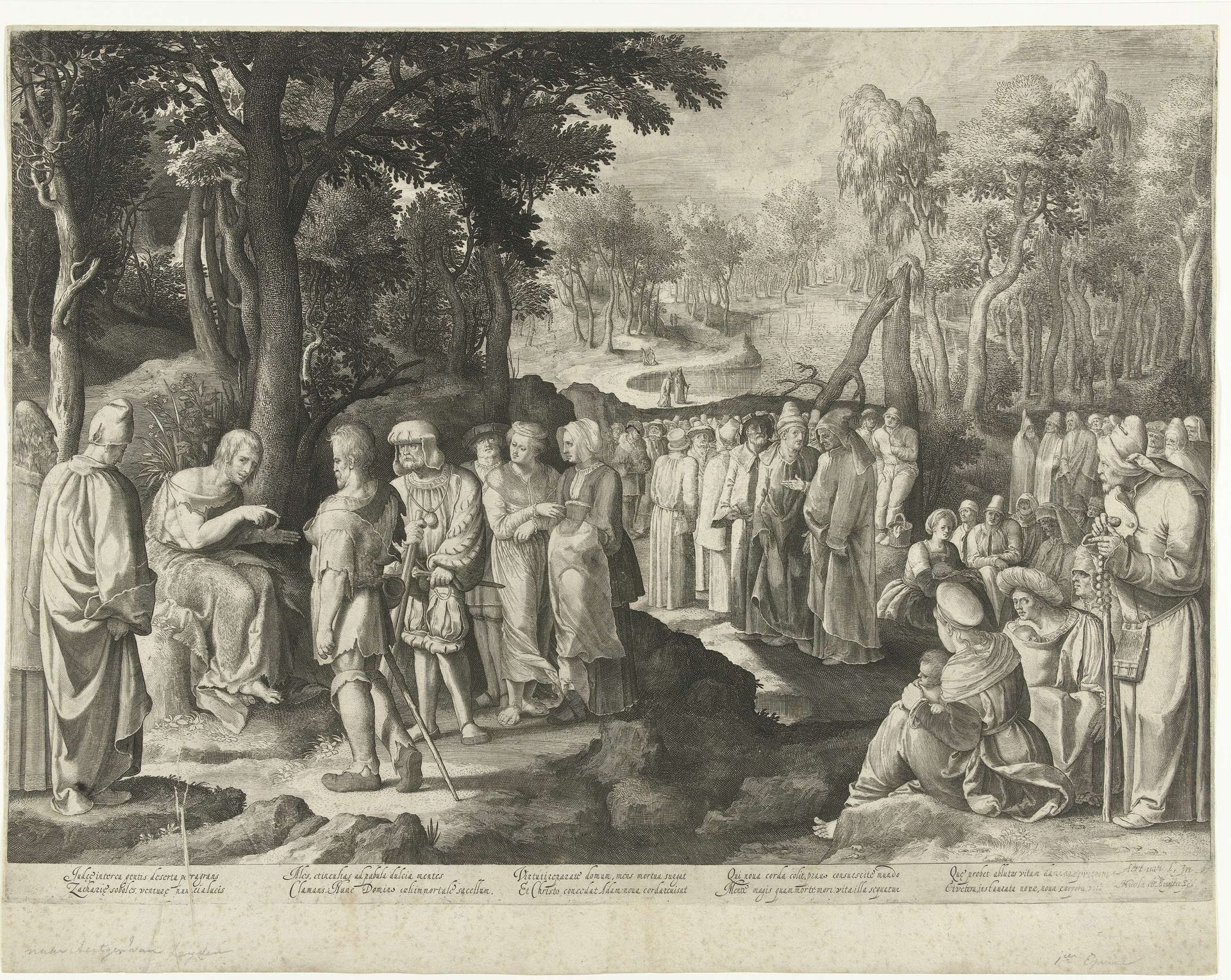 Johannes de Doper predikt tot de menigte by Nicolaes de Bruyn