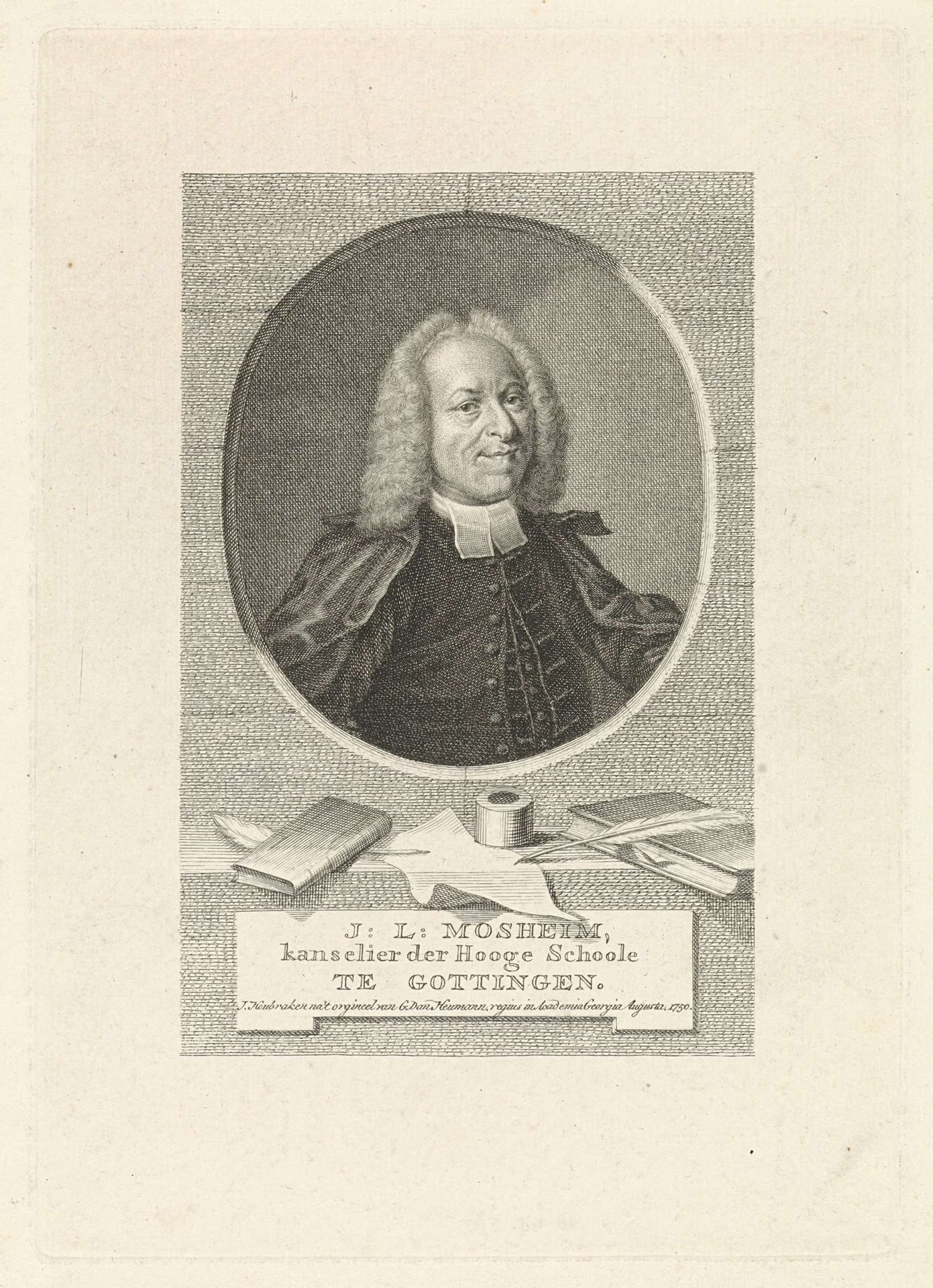 Portret van Johann Lorenz von Mosheim by Jacob Houbraken