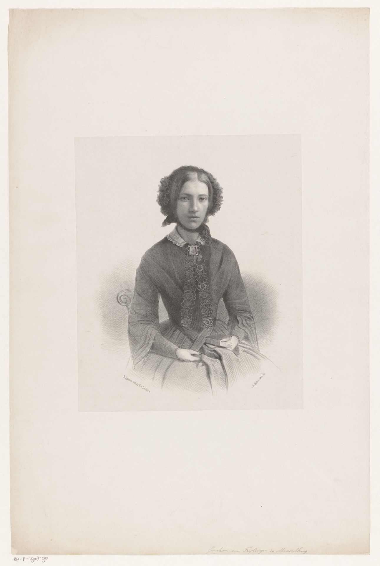Portret van een onbekende vrouw, mogelijk jonkvrouw Van Teylingen by Johan Hendrik Hoffmeister