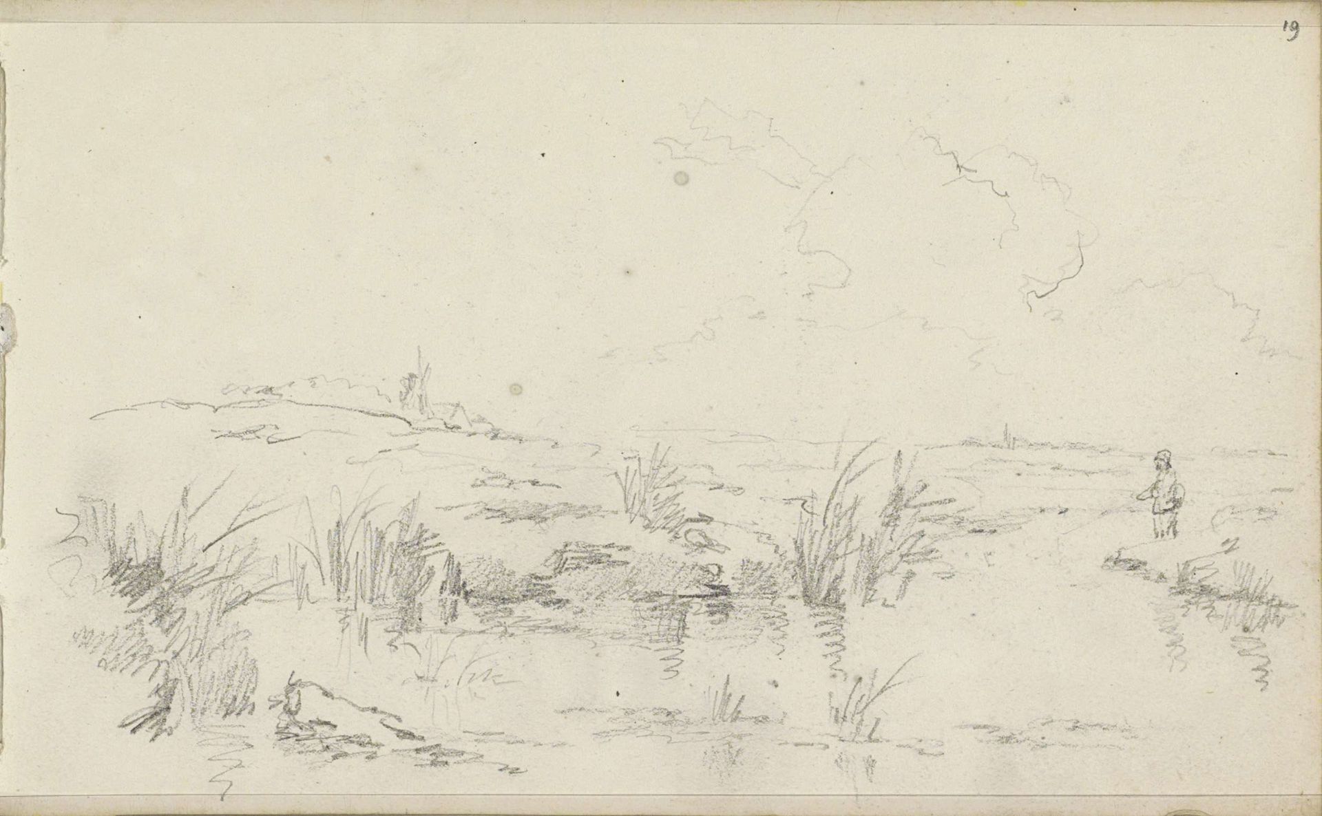 Landschap met een visser by Adrianus Eversen
