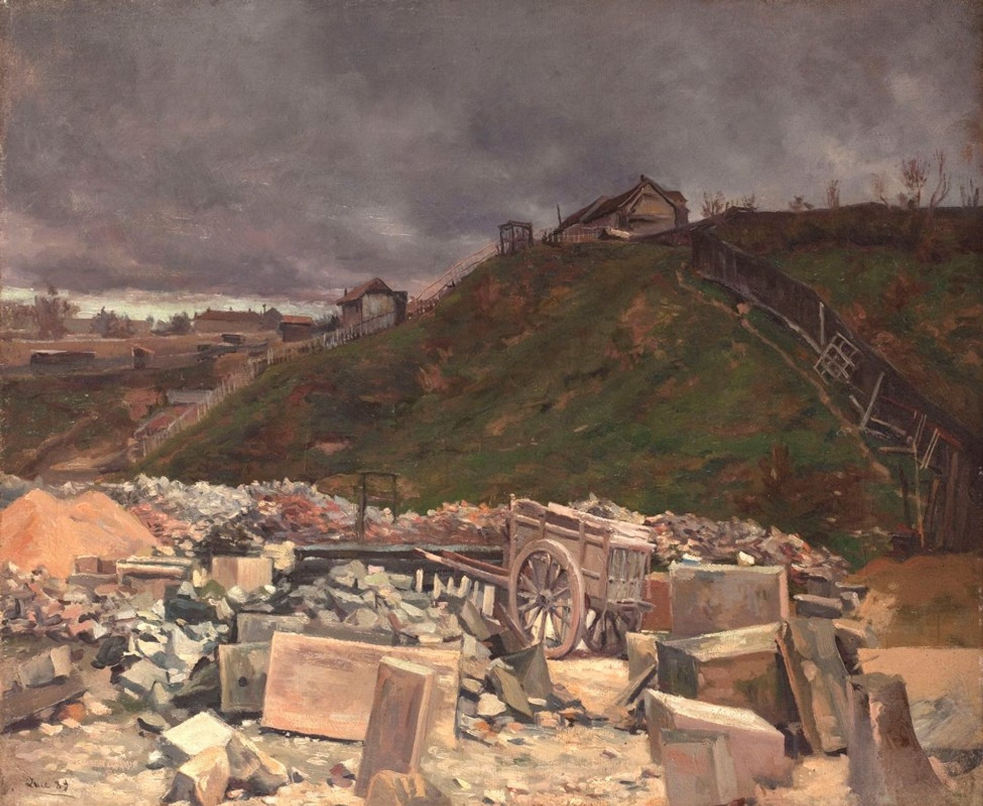 Dépôt de pavés à Montmartre [Paysage à la charrette] by Maximilien Luce