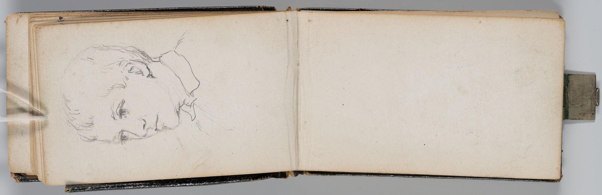 Blank Page; verso: Three Sketches of a Seated Dog by Sanford Robinson Gifford