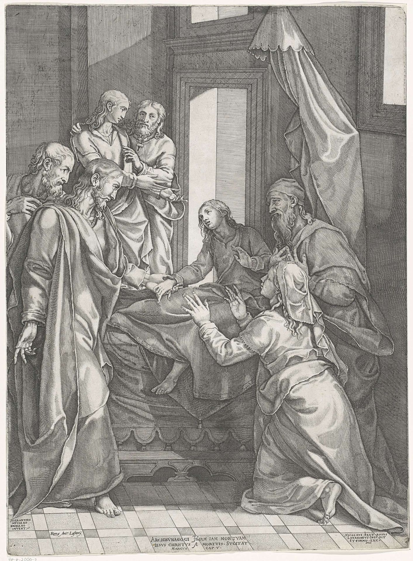Opwekking van de dochter van Jaïrus by Nicolas Beatrizet