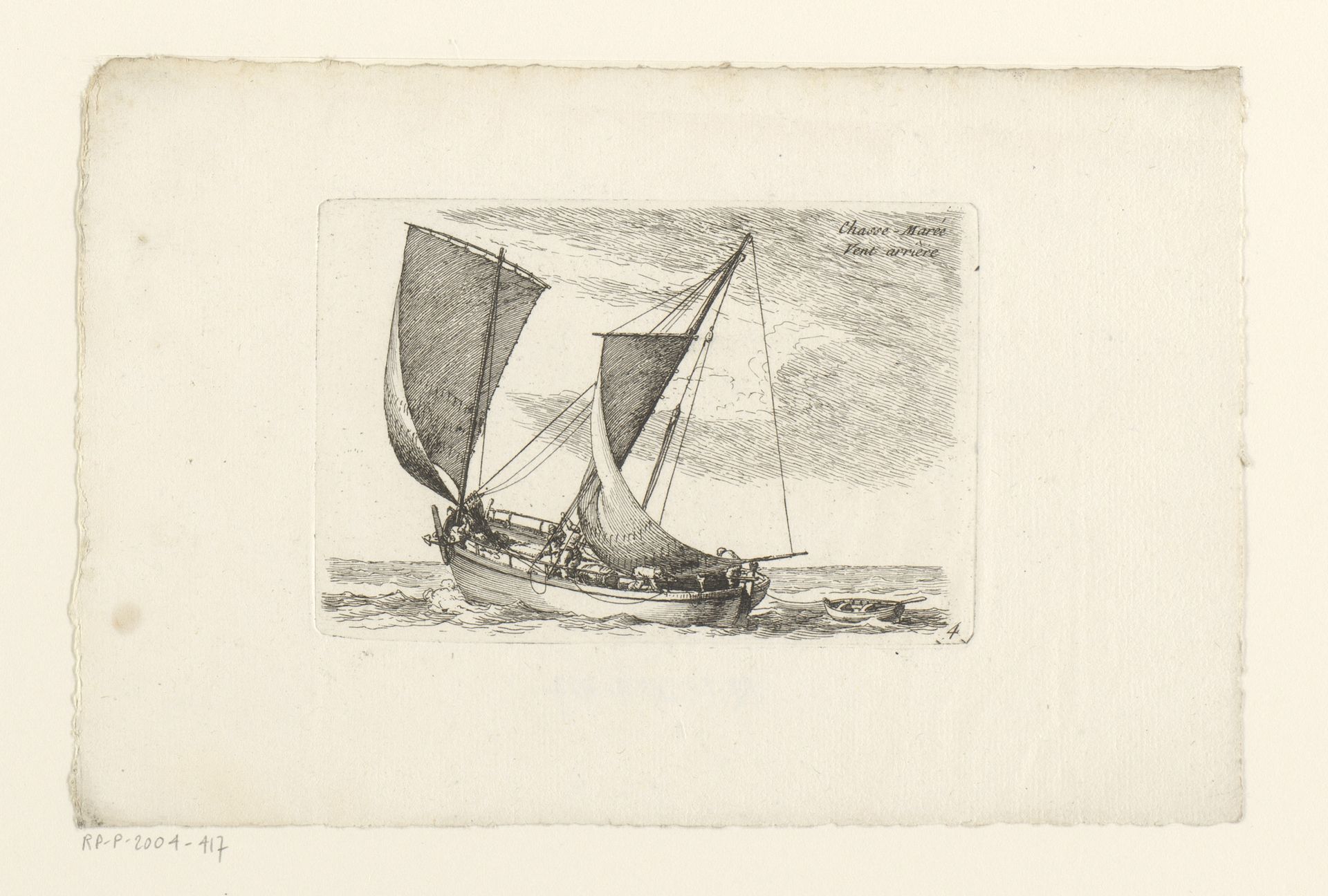 Vissersboot met wind van achteren by Nicolas Marie Ozanne