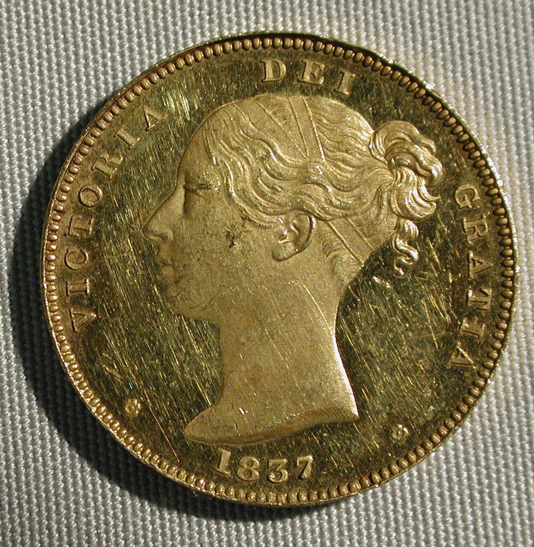 Victoria proof sovereign by William Wyon