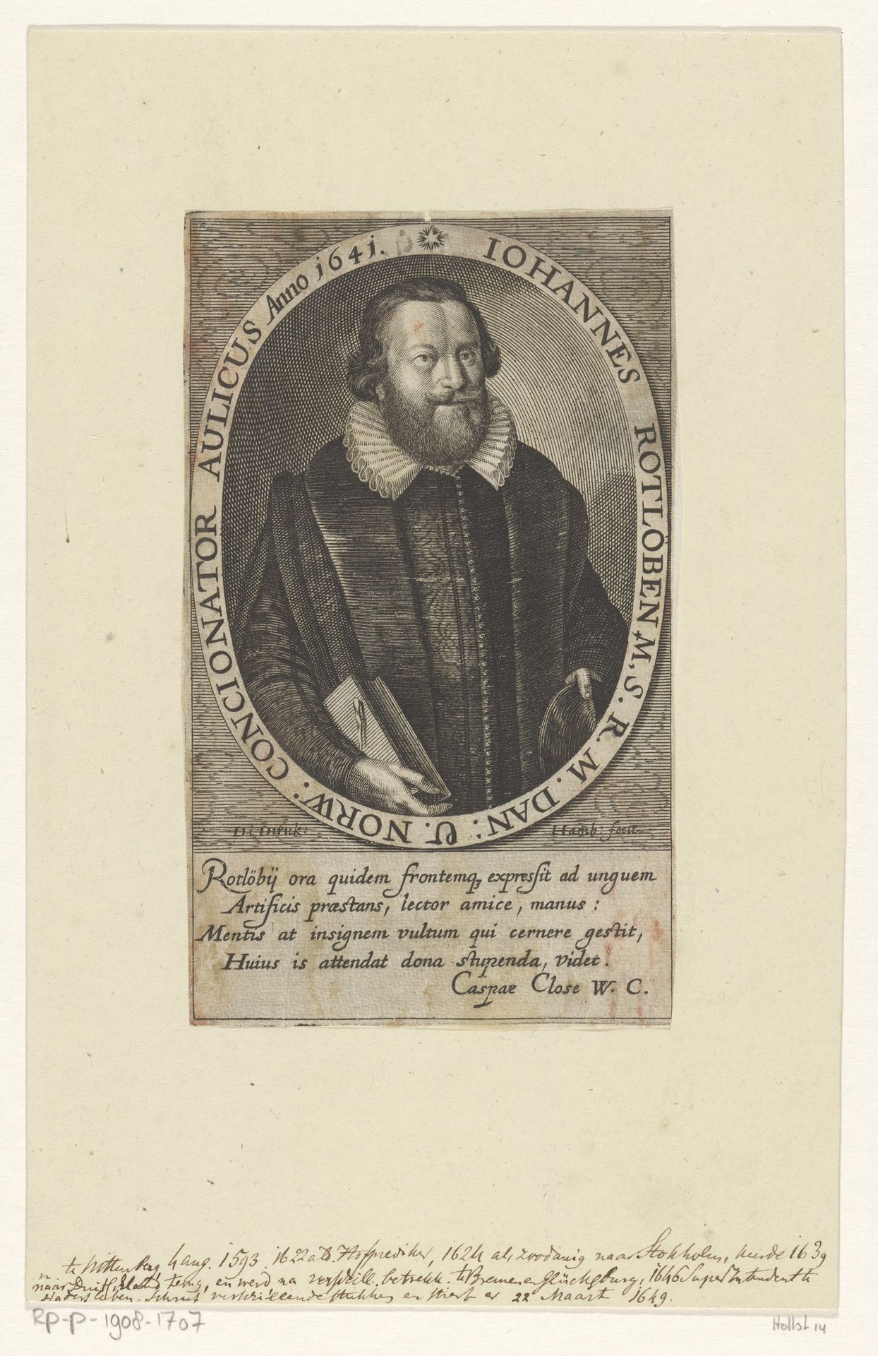Portret van Johannes Rotlöben op 48-jarige leeftijd by Dirk Diricks