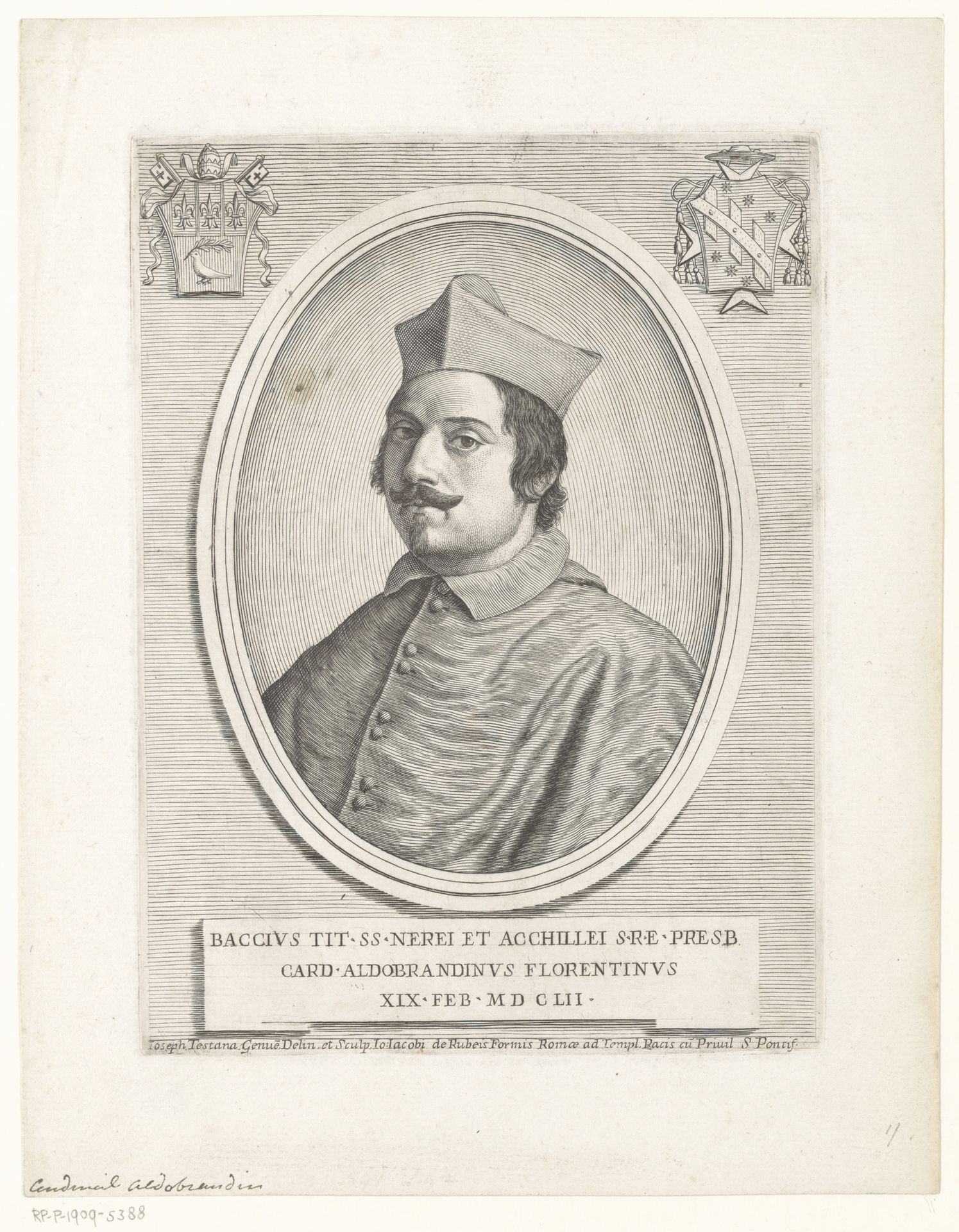 Portret van kardinaal Baccio Aldobrandini by Giuseppe Maria Testana
