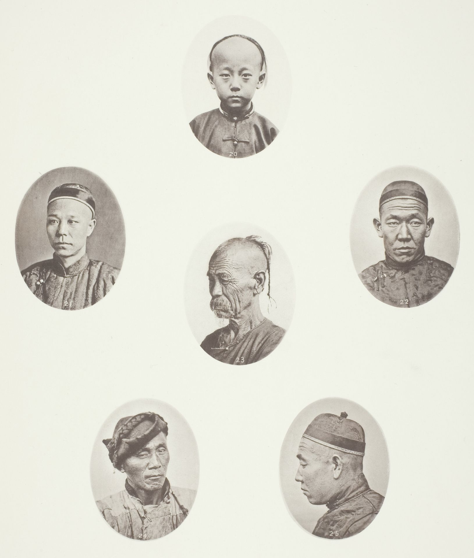 Cantonese Boy; Cantonese Merchant; Mongolian Male Head; A Venerable Head; A Labourer; Mongolian Male Head by John Thomson