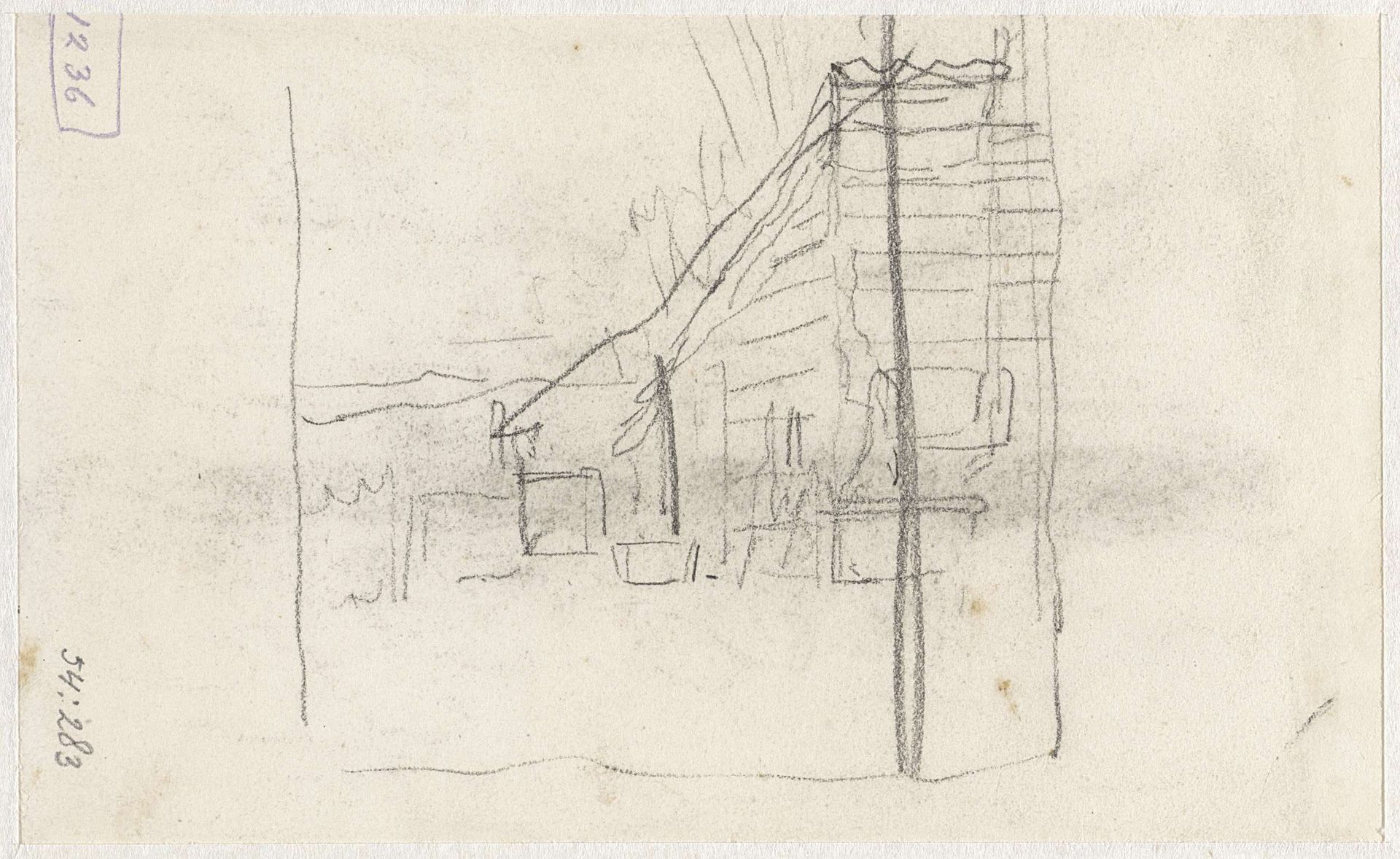 Schets van een bouwwerk by Anton Mauve