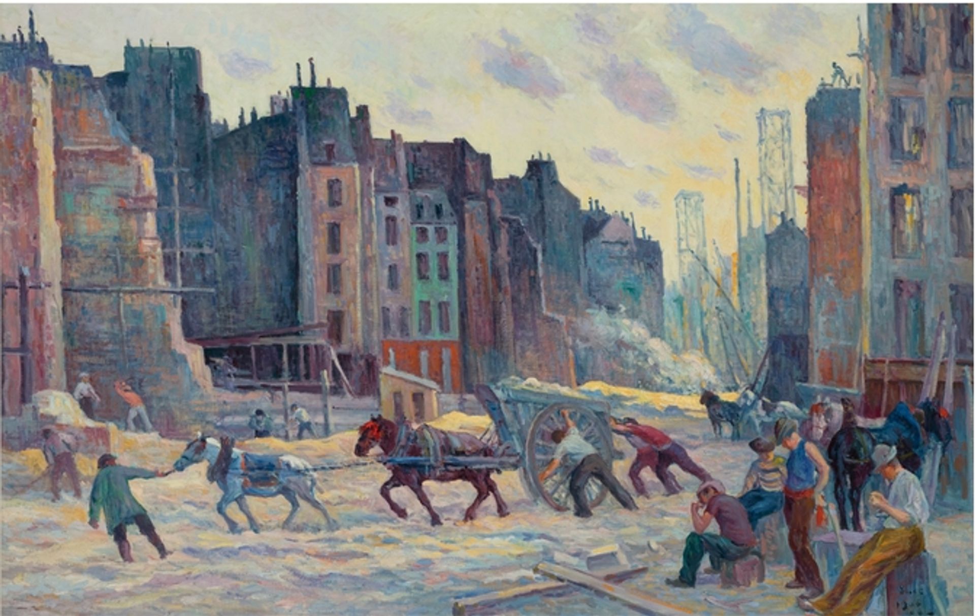 Le Percement De La Rue Réaumur, Paris by Maximilien Luce