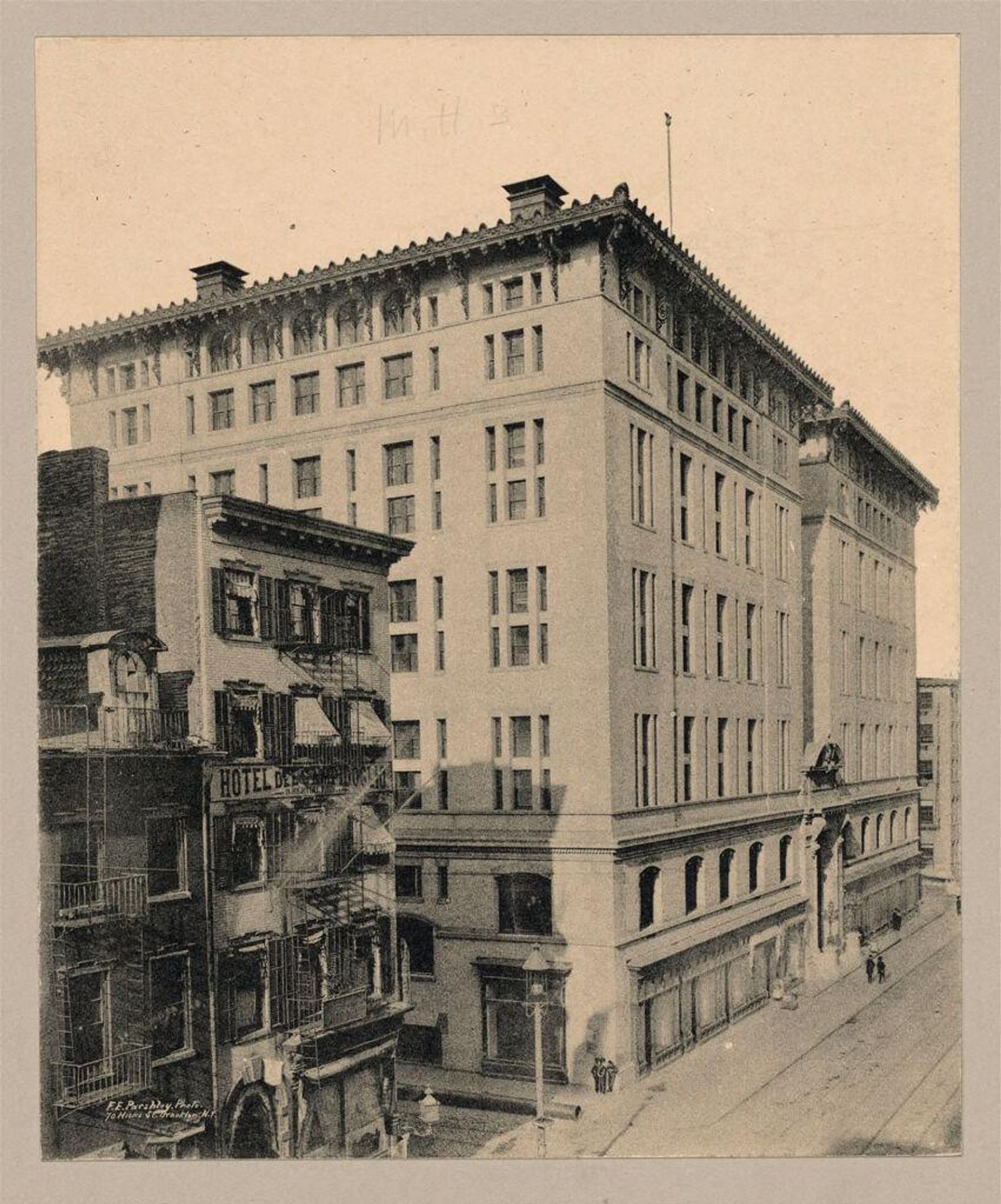 Housing, Improved: United States. New York. New York City. "Mills Hotel" Nos. 1 and 2 (E. Flagg, Architect): Improved Housing: New York City: Mills House No. 1 Improved Lodging House for Men. by F.E. Parshley