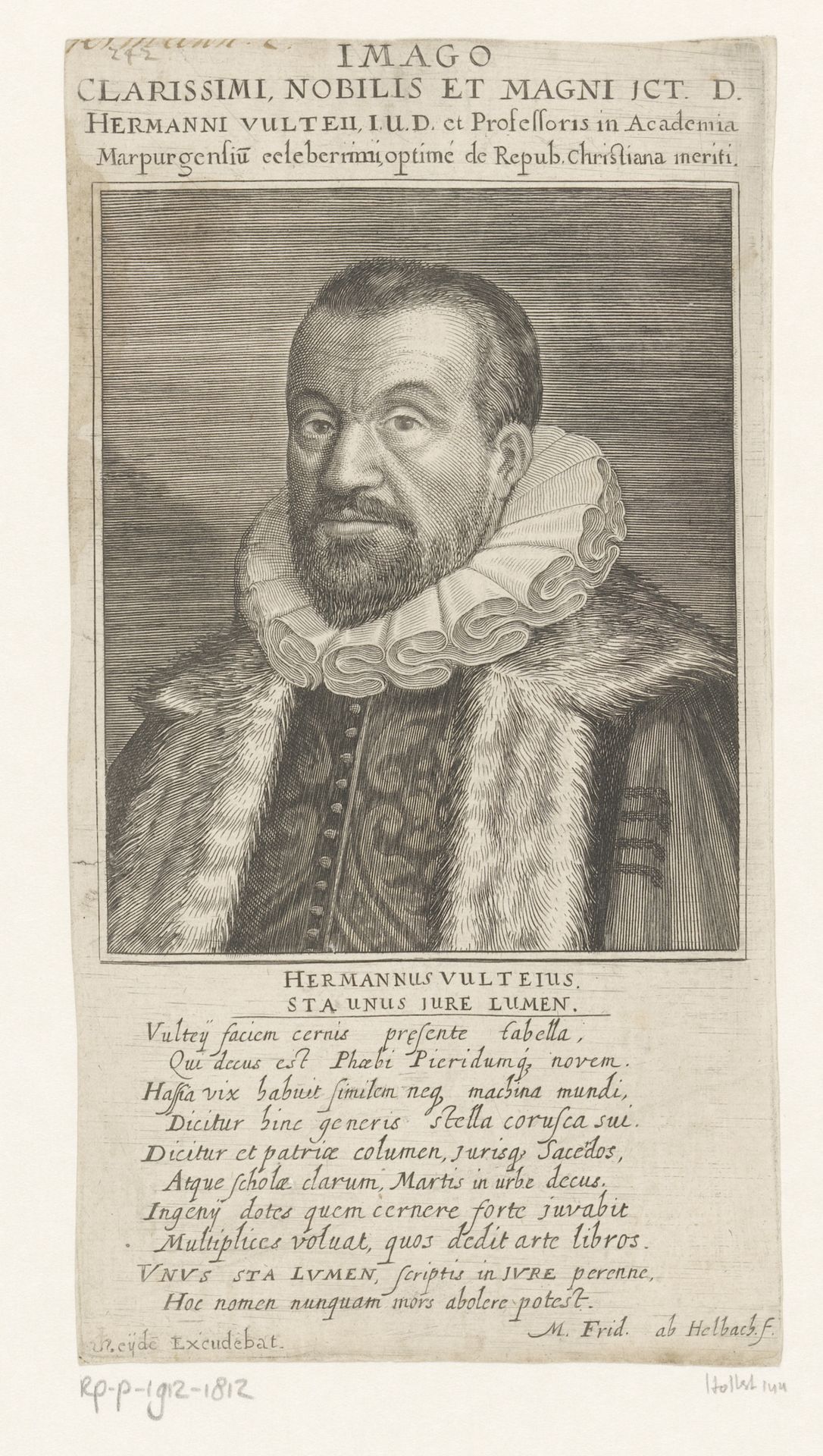 Portret van Hermann Vultejus by Jacob van der Heyden