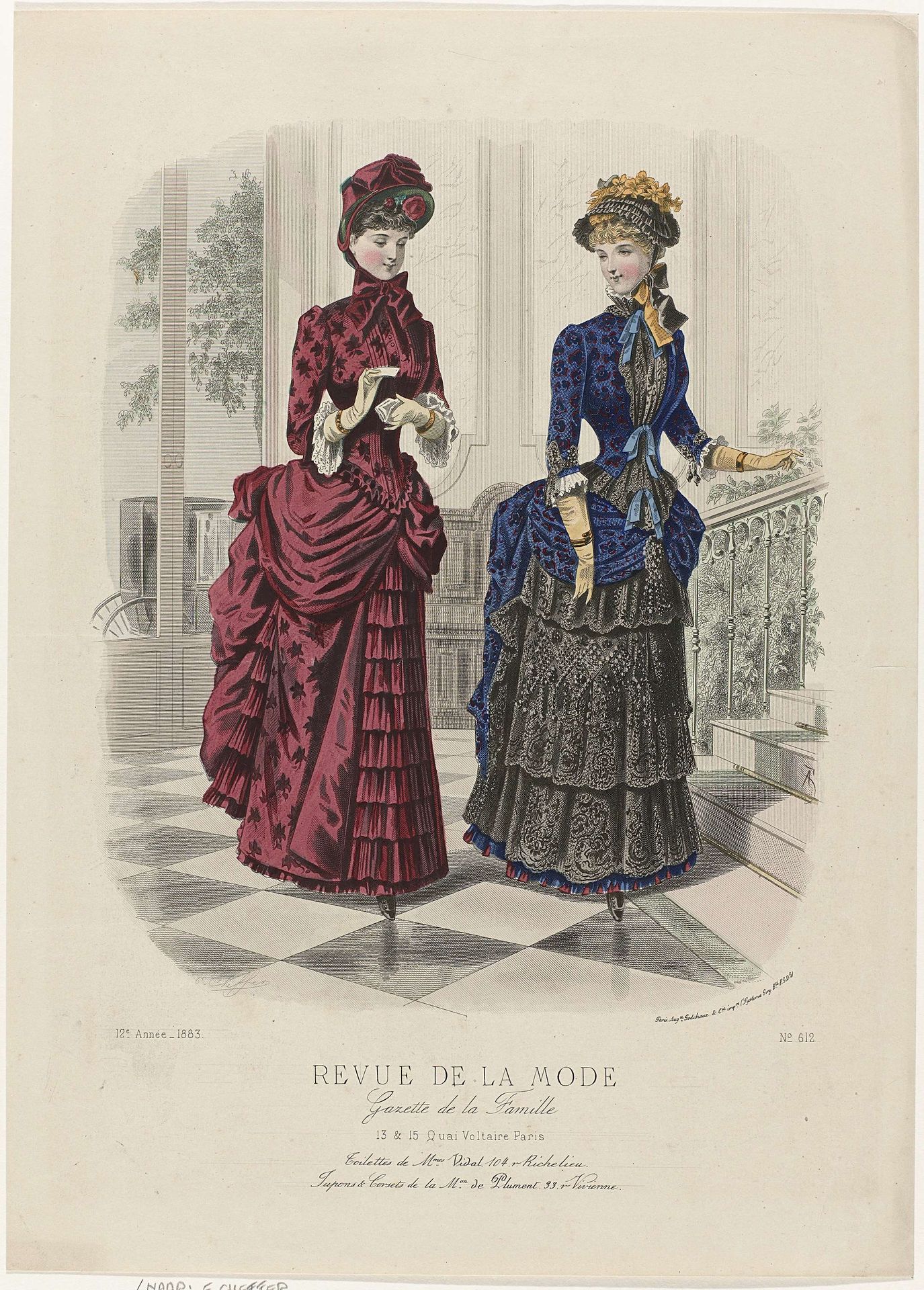 Revue de la Mode, Gazette de la Famille, 1883, 12e annee, No. 612: Toilettes de M.mes Vidal (...) by E. Cheffer