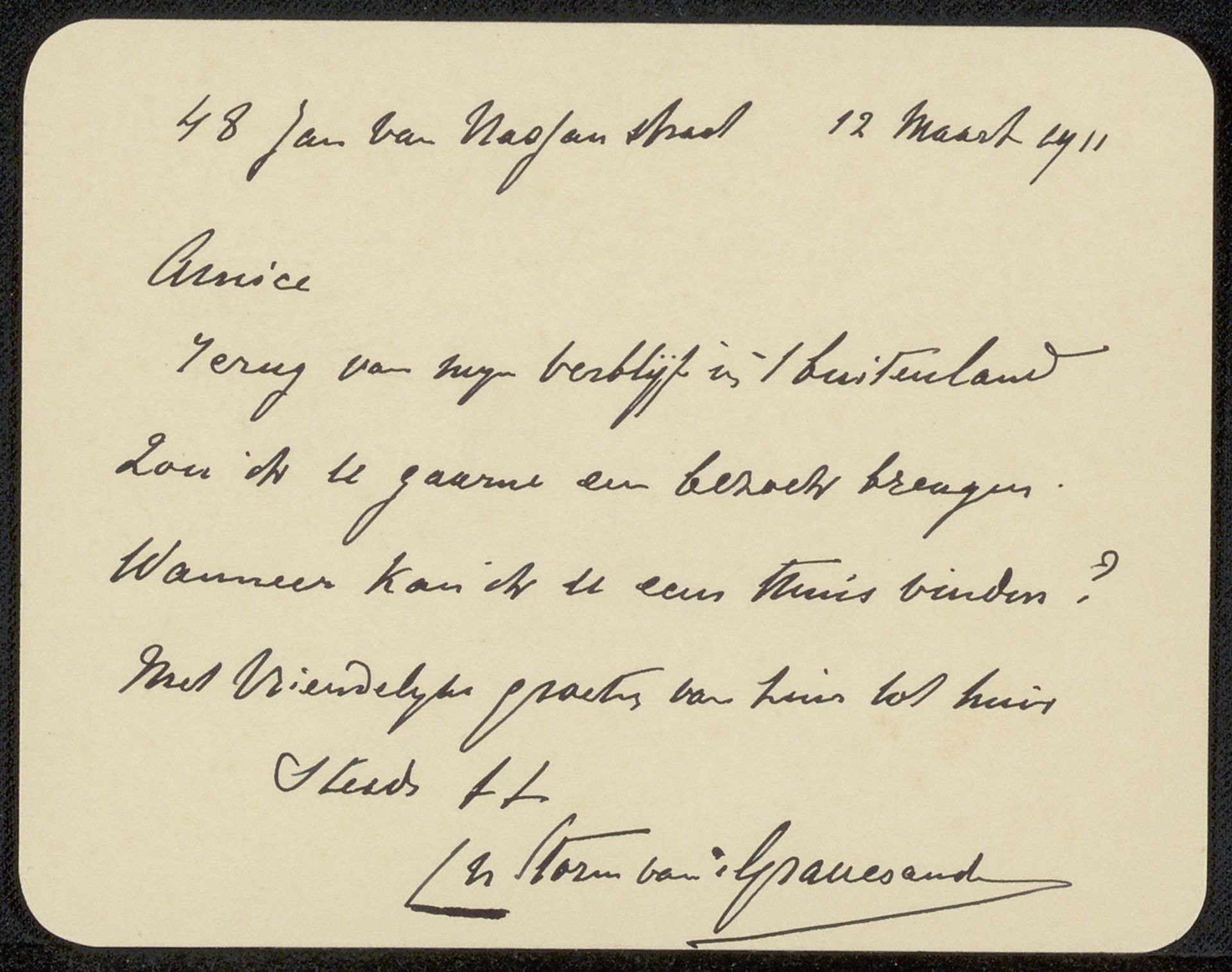 Brief aan Philip Zilcken by Carel Nicolaas Storm van 's-Gravesande