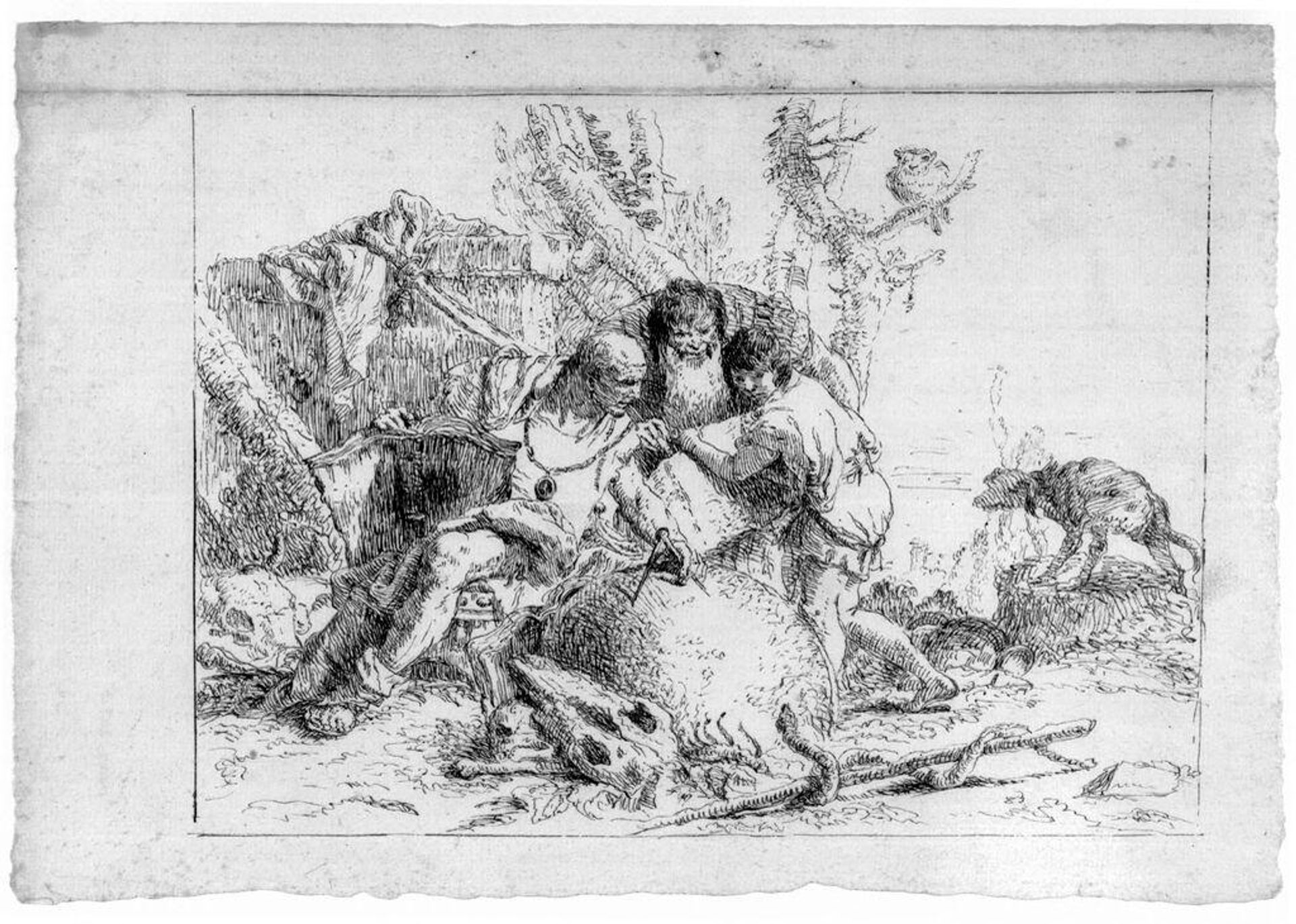 Two Magicians, One Seated, and a Child by Anonymous