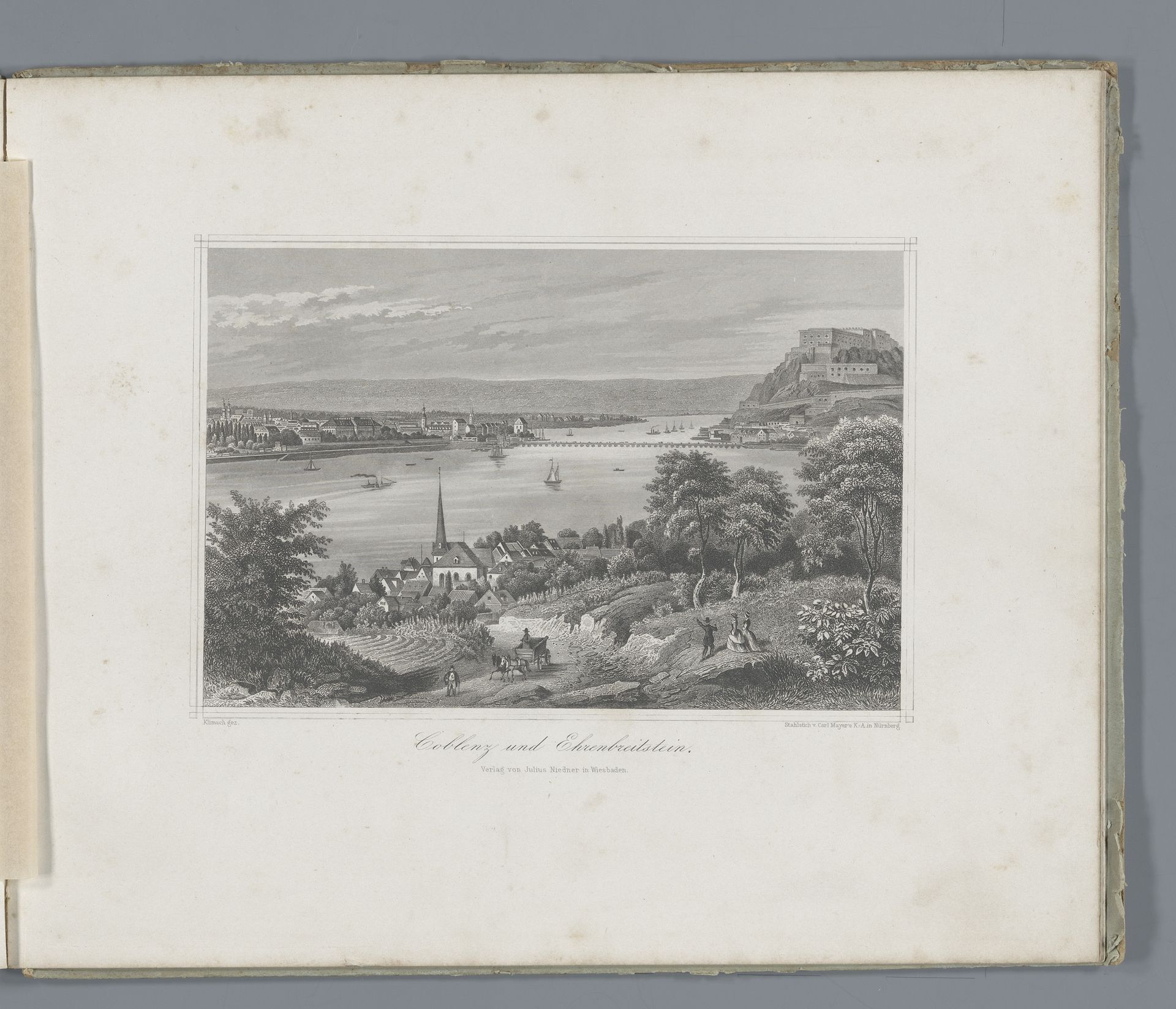 Gezicht op Fort Ehrenbreitstein en Koblenz by Carl Mayer
