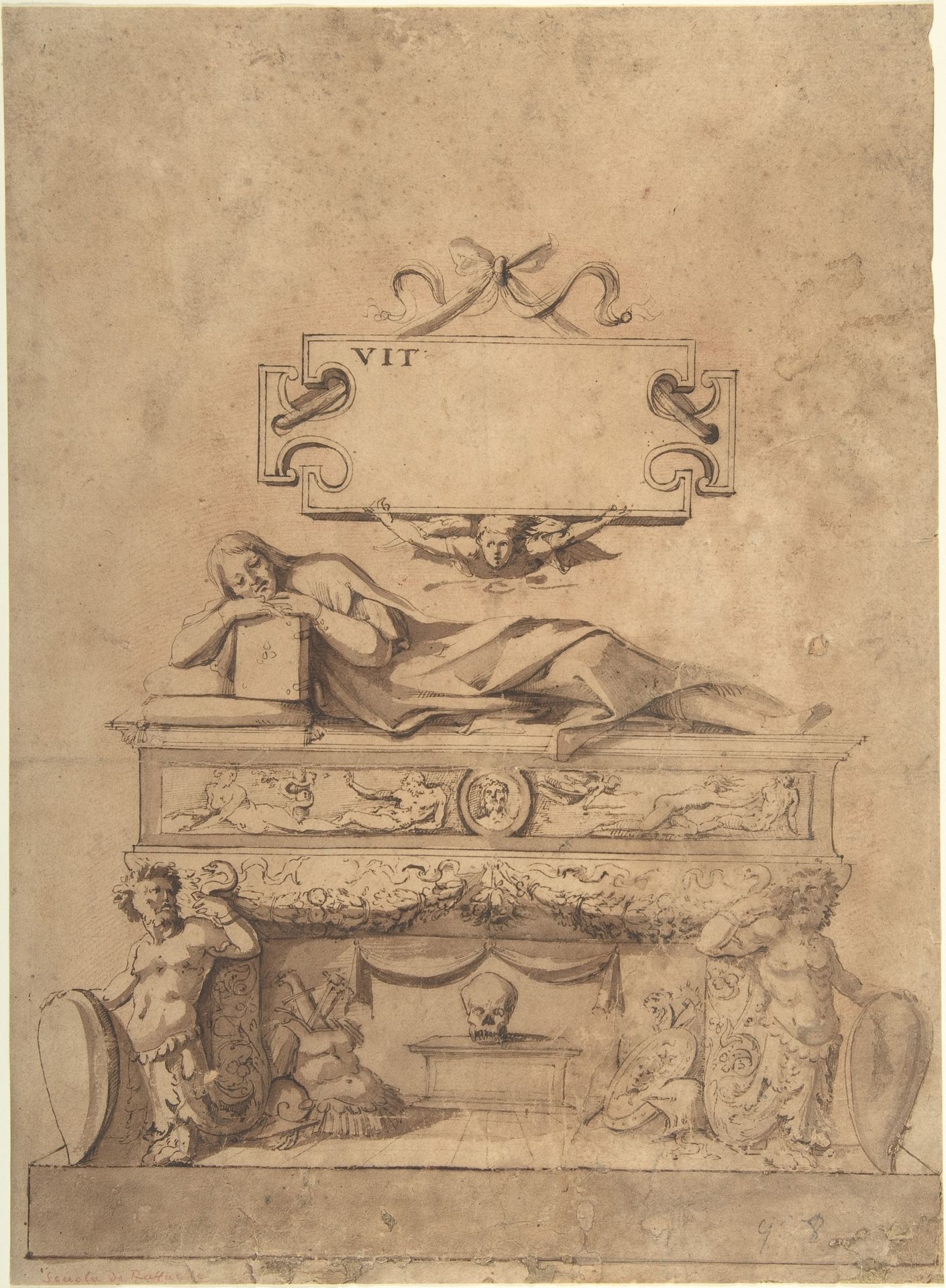 Tomb Design with Reclining Figure on Sarcophagus by Anonymous