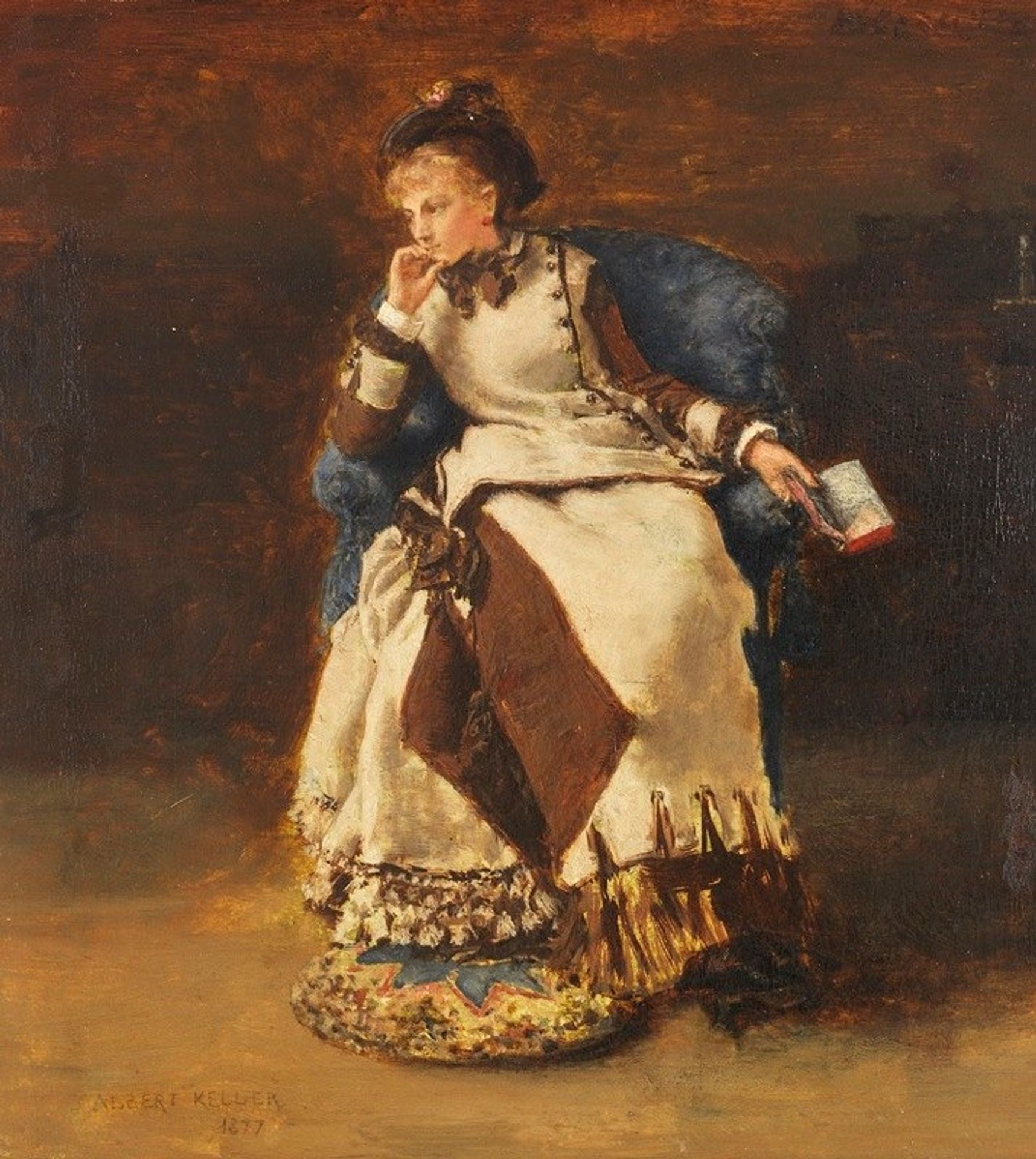 Seated Lady with a Book by Albert von Keller
