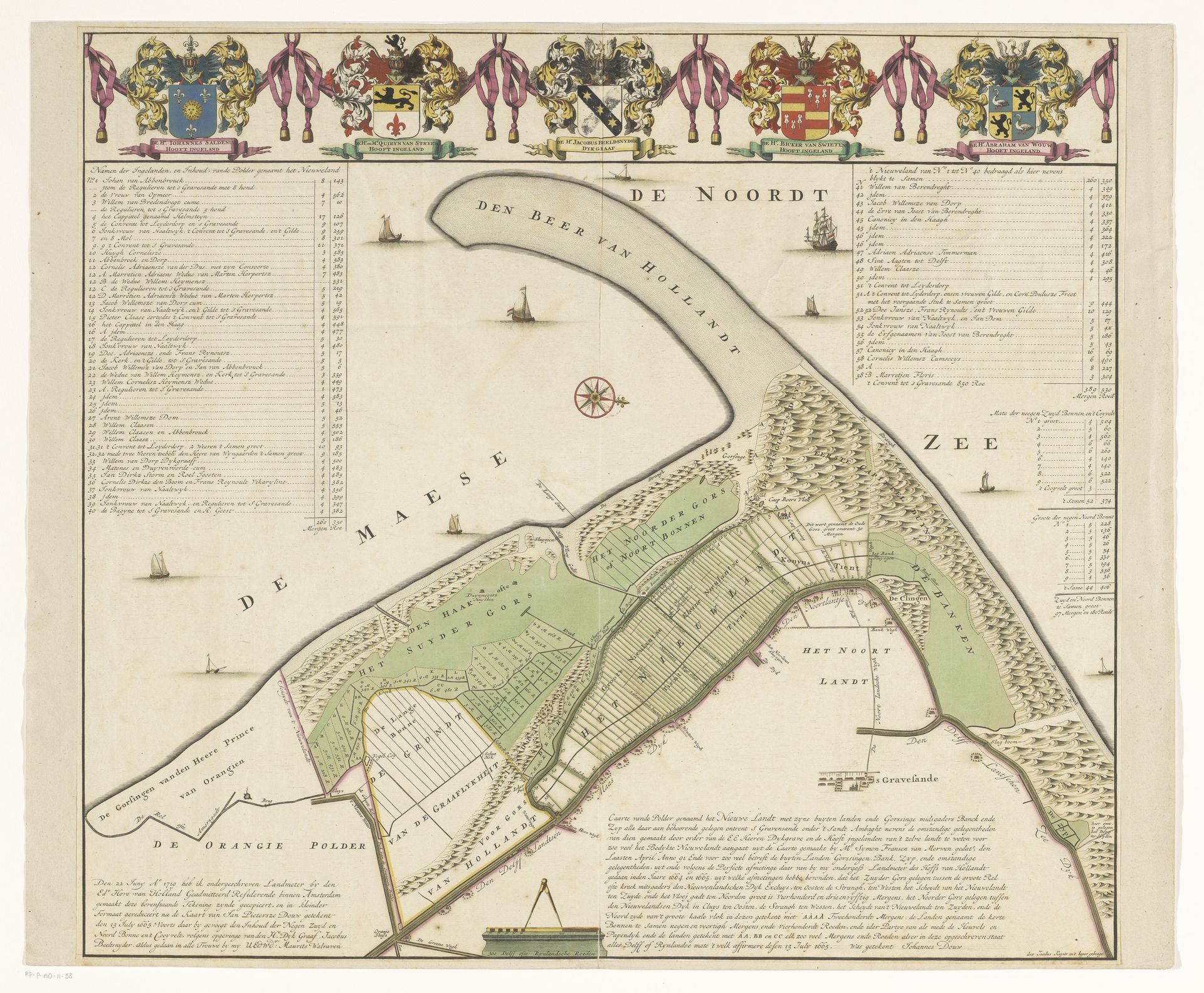 Kaart van de polder Het Nieuwland by Jacob Keyser