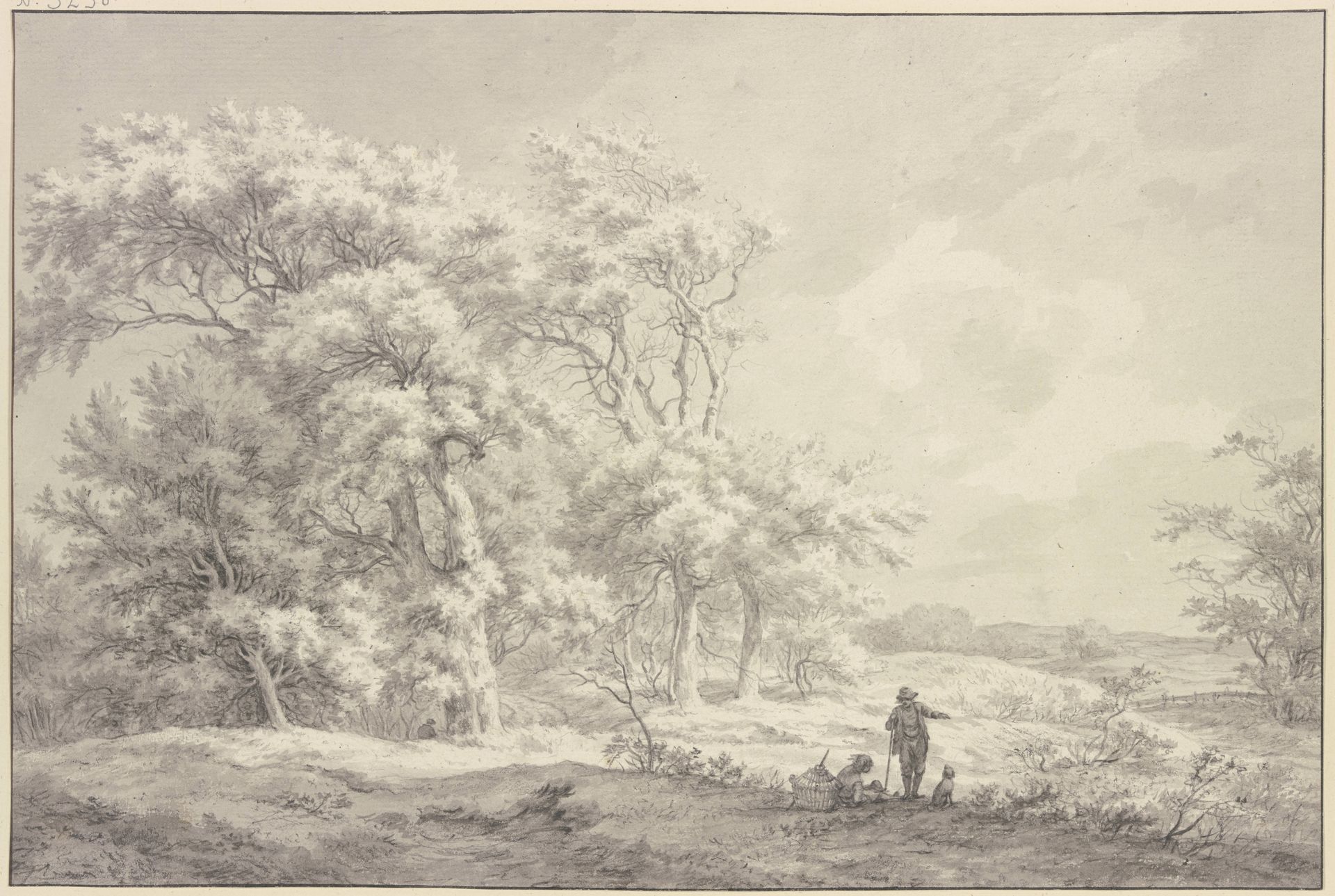 Am Waldesrand zwei ruhende Bauern bei einem Hühnerkorb by Franciscus Andreas Milatz