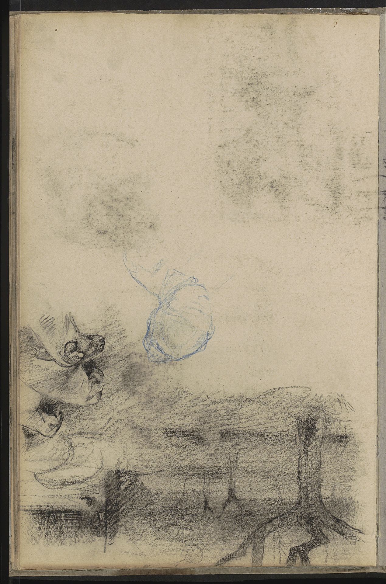 Schapen in een landschap en een vrouwenhoofd by Willem Witsen
