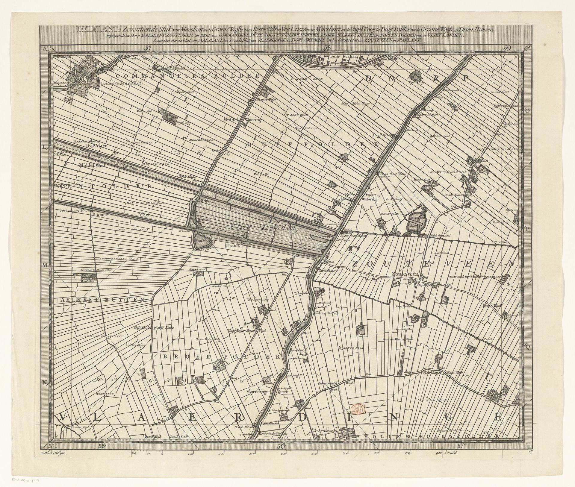 Kaart van het Hoogheemraadschap van Delfland (zeventiende deel) by Luggert van Anse