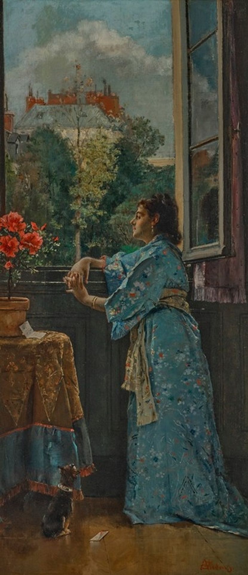 Une femme à fenêtre by Alfred Stevens