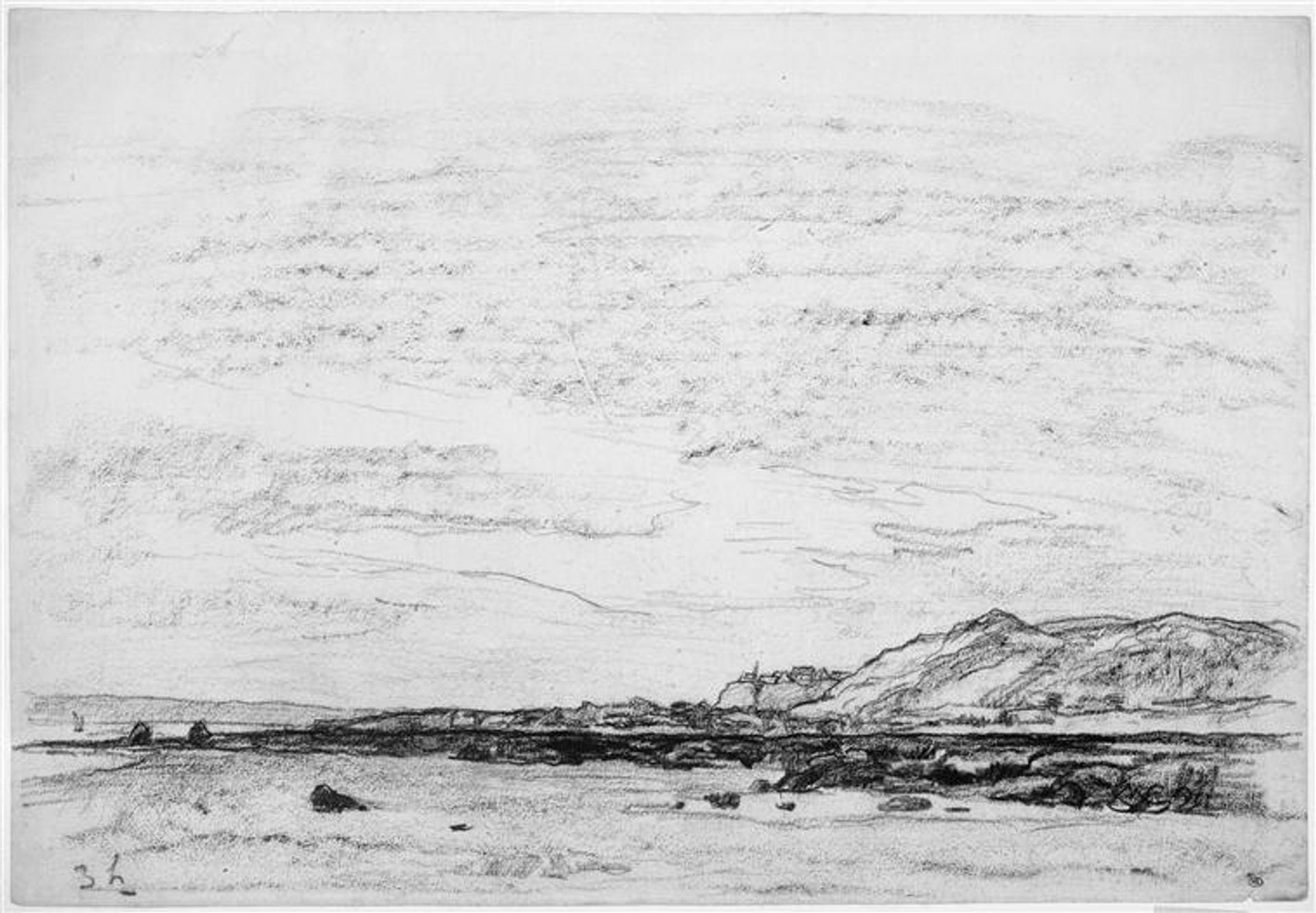 Low tide on the coast by Charles François Daubigny