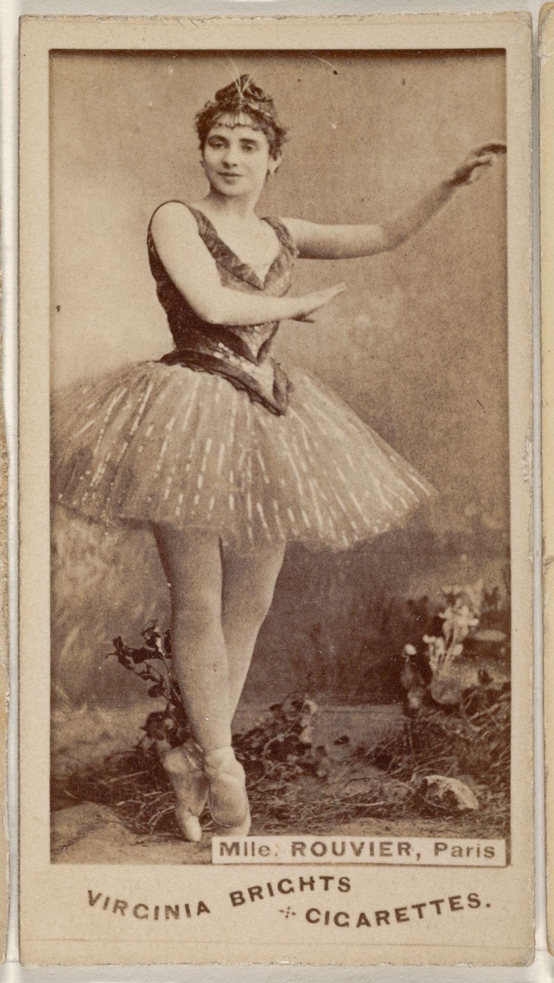 Mlle. Rouvier, Paris, from the Actors and Actresses series (N45, Type 1) for Virginia Brights Cigarettes by Allen & Ginter